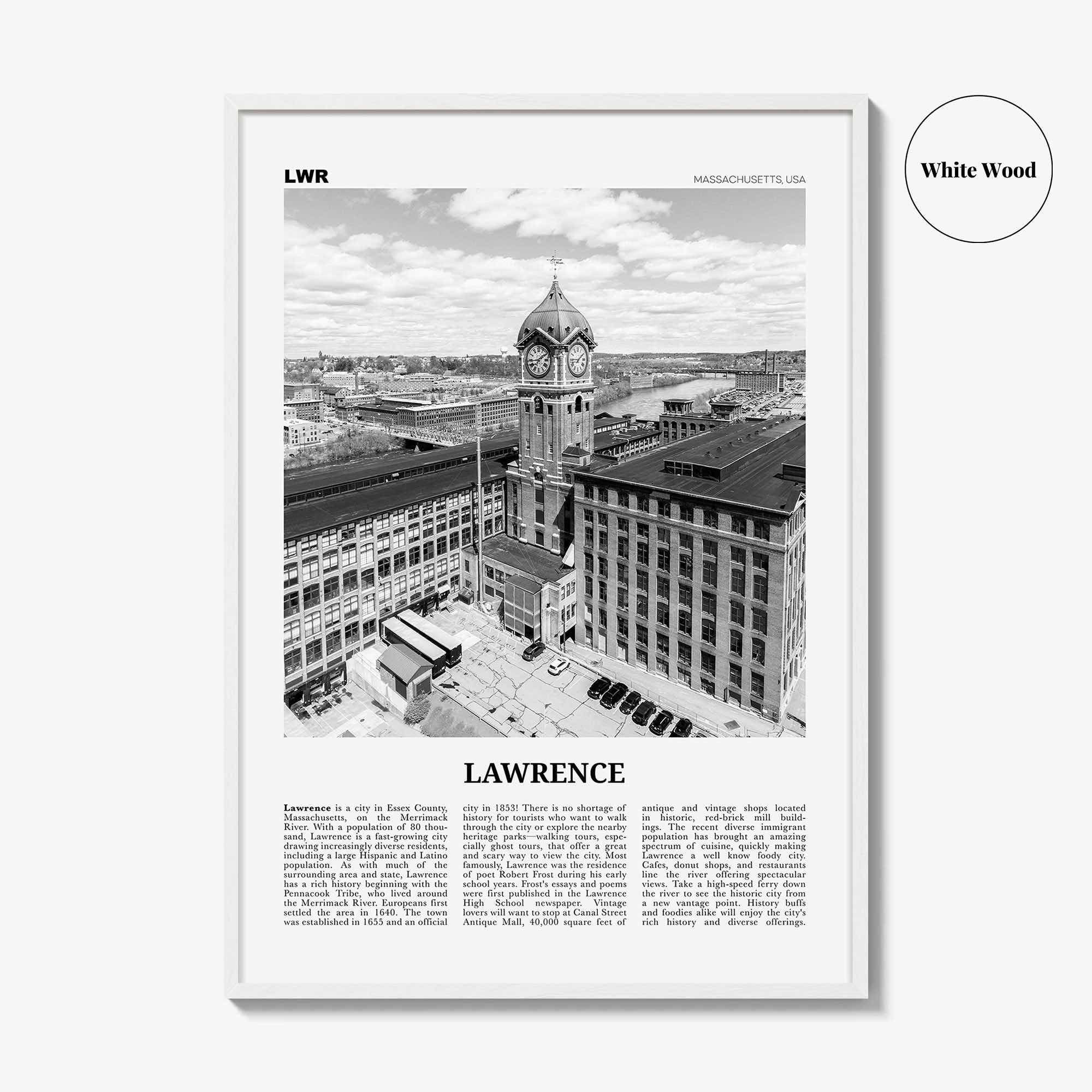 Lawrence Print Black and White Massachusetts, Lawrence Wall Art, Lawrence Poster, Lawrence Photo, Lawrence Wall Décor, USA, United States