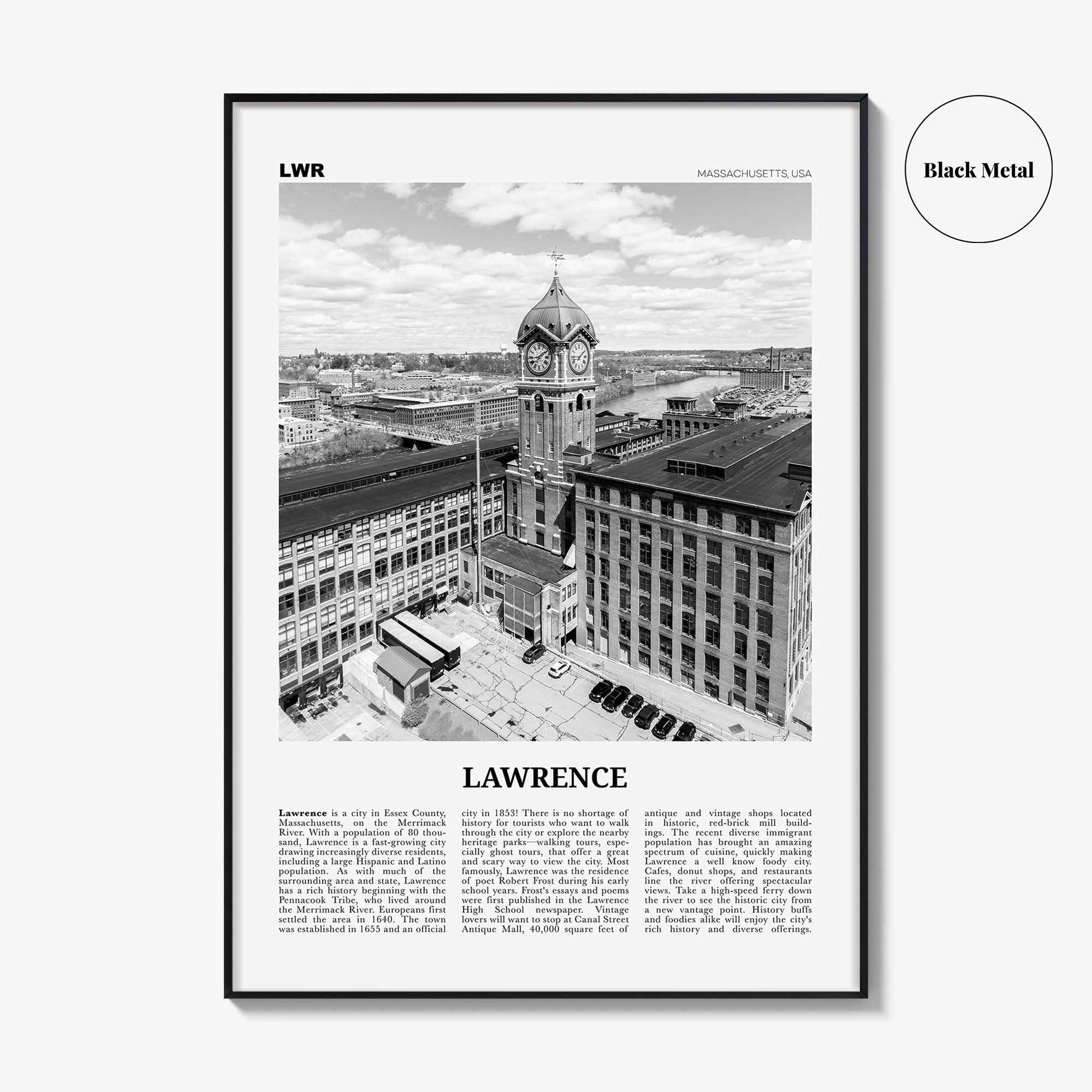 Lawrence Print Black and White Massachusetts, Lawrence Wall Art, Lawrence Poster, Lawrence Photo, Lawrence Wall Décor, USA, United States