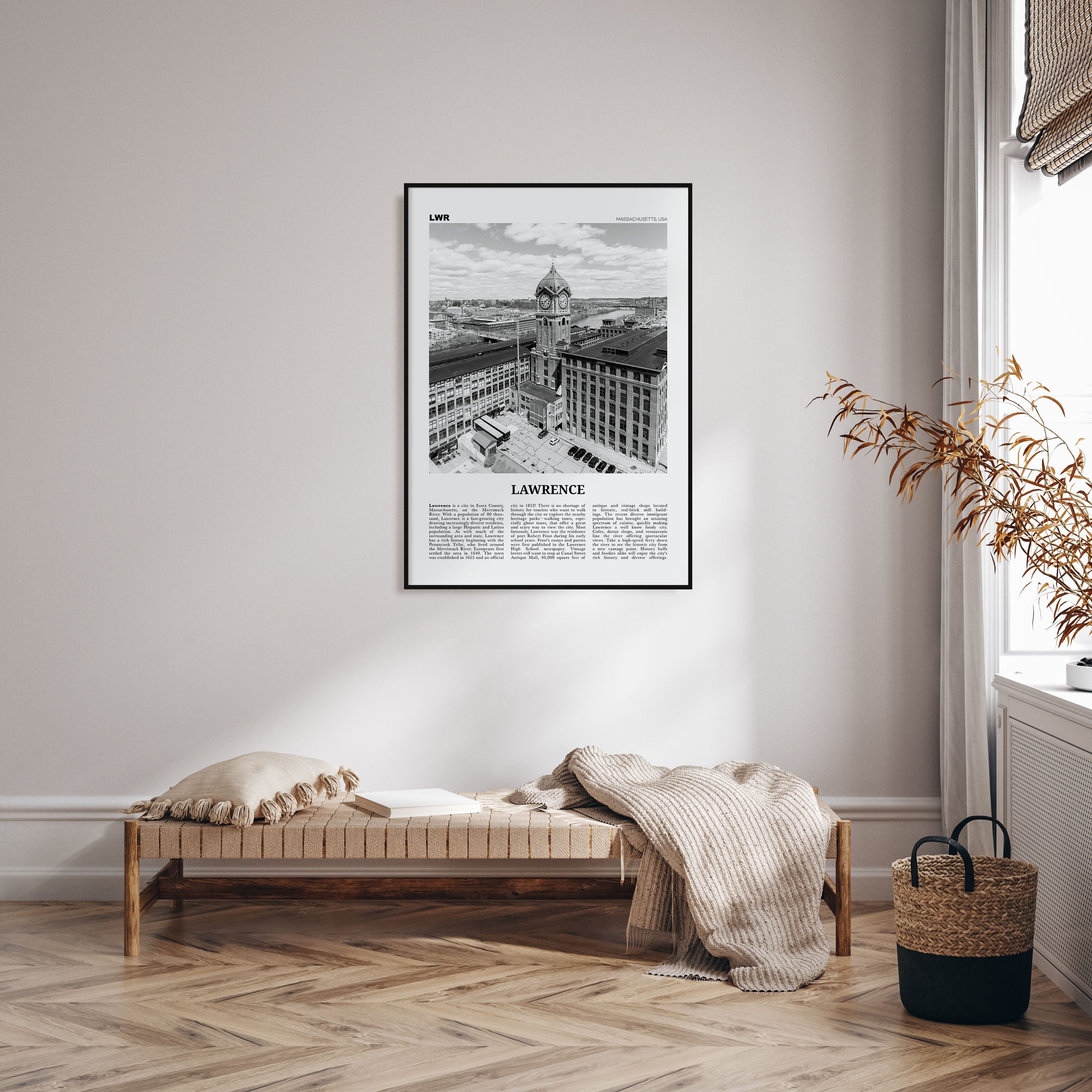 Lawrence, Massachusetts Travel B&W Poster