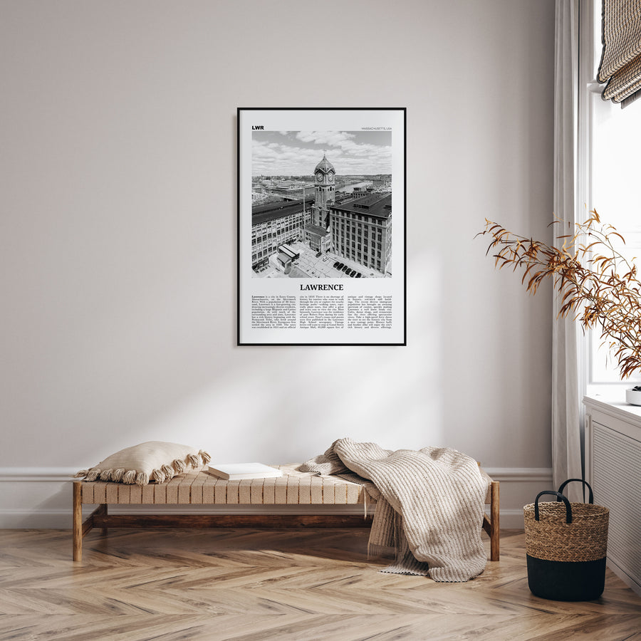 Lawrence, Massachusetts Travel B&W Poster