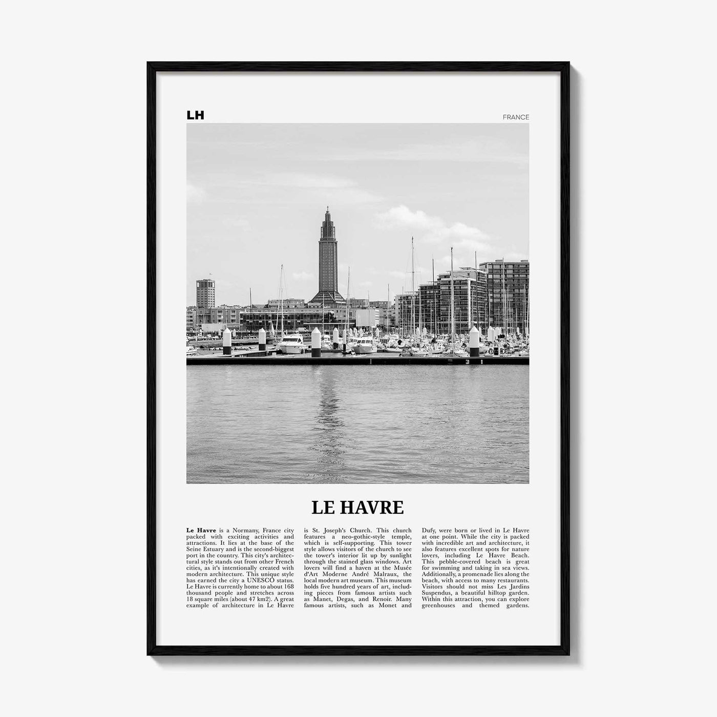 Le Havre Print Black and White, Le Havre Wall Art, Le Havre Poster, Le Havre Photo, Le Havre Wall Décor, Le Havre Map, France