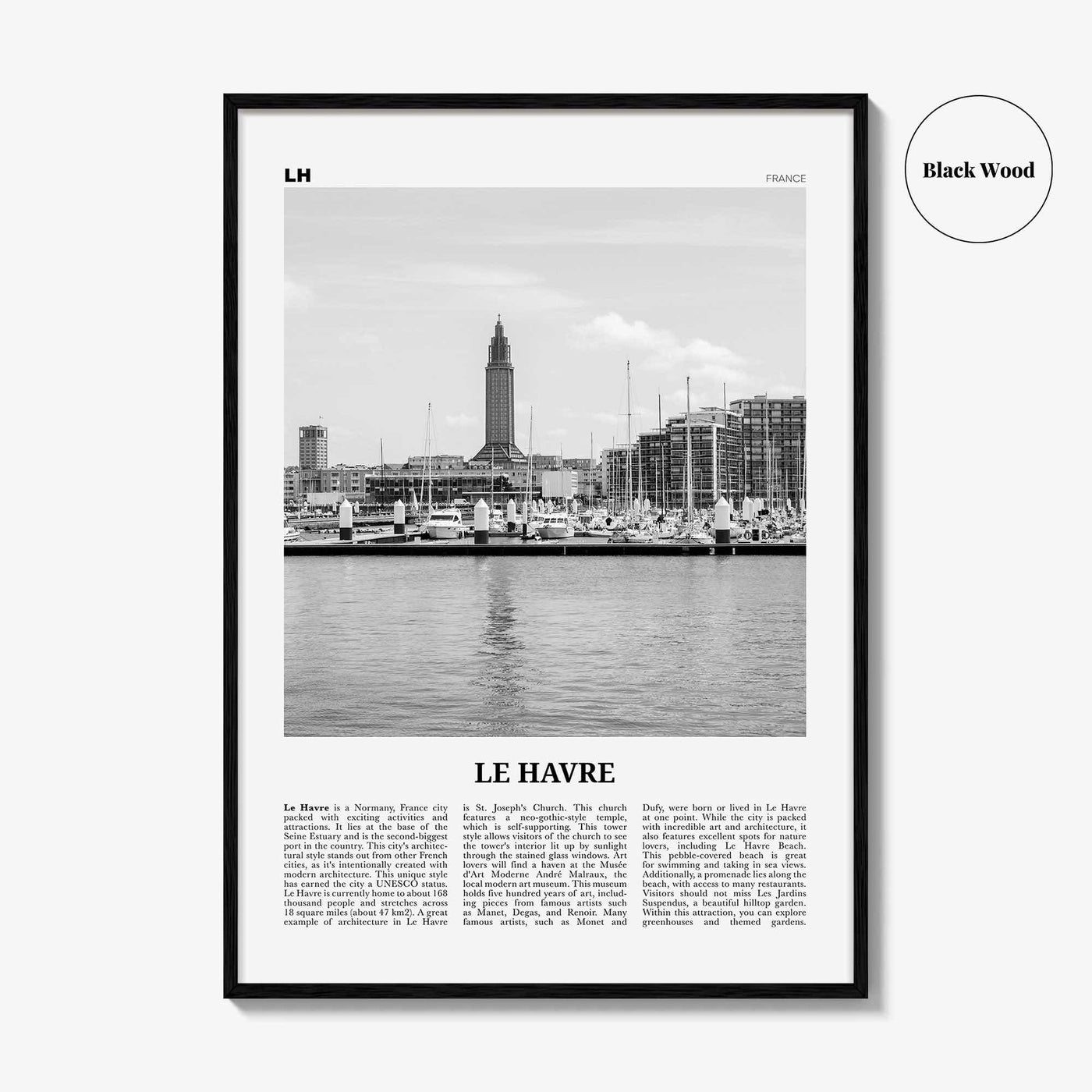 Le Havre Print Black and White, Le Havre Wall Art, Le Havre Poster, Le Havre Photo, Le Havre Wall Décor, Le Havre Map, France