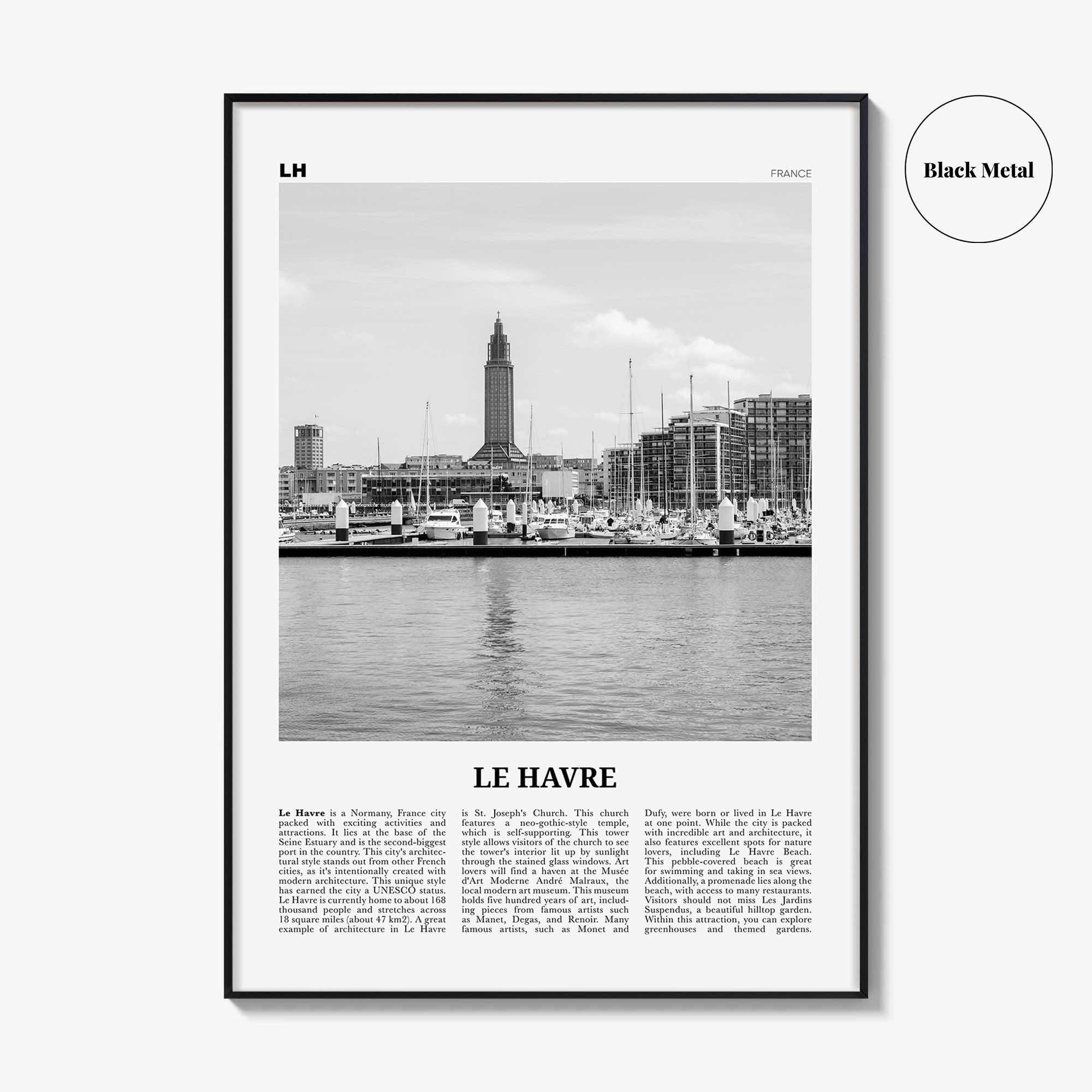 Le Havre Print Black and White, Le Havre Wall Art, Le Havre Poster, Le Havre Photo, Le Havre Wall Décor, Le Havre Map, France