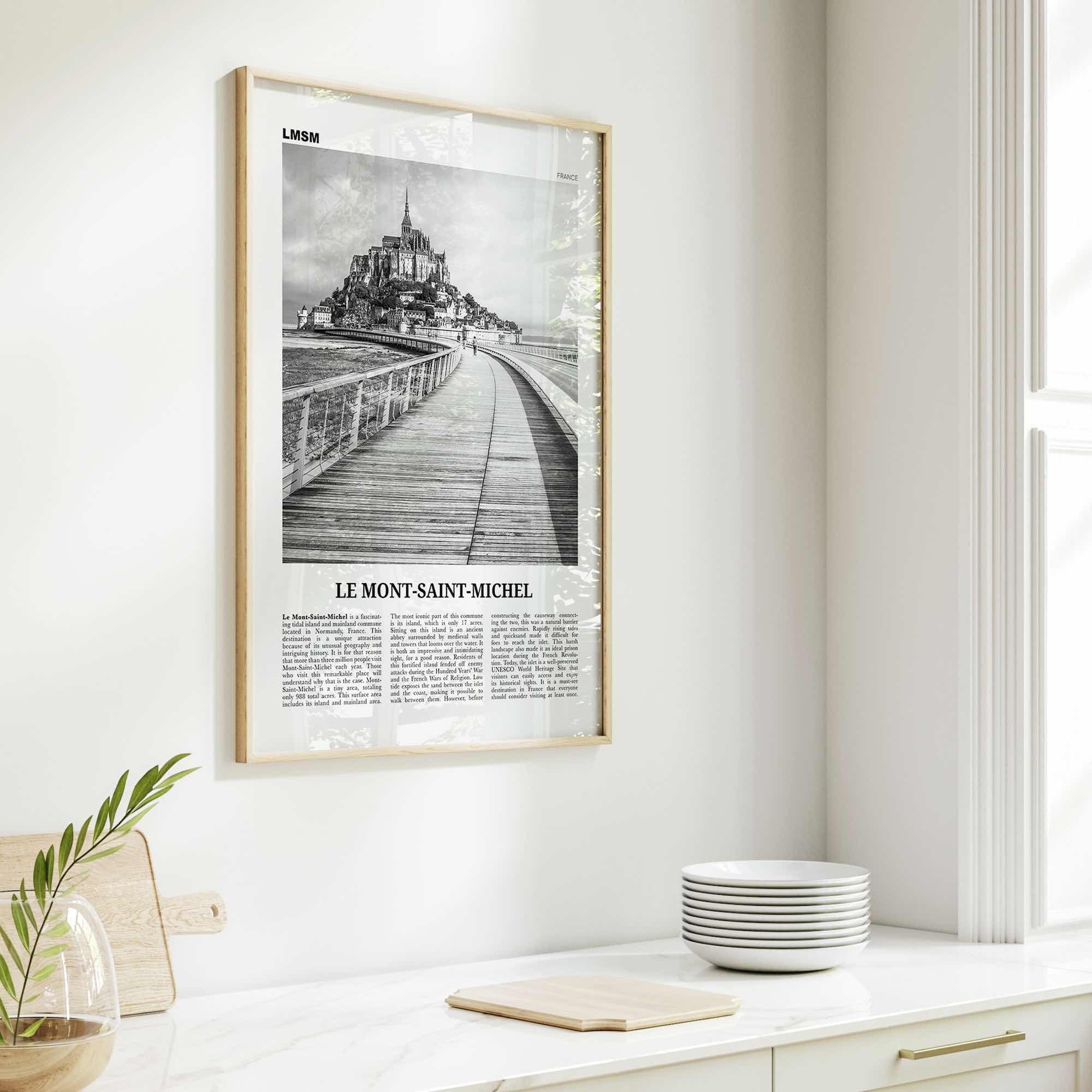 Le Mont Saint Michel Print Black and White, Mont-Saint-Michel Wall Art, Mont-Saint-Michel Poster, Le Mont-Saint-Michel Poster Print, France
