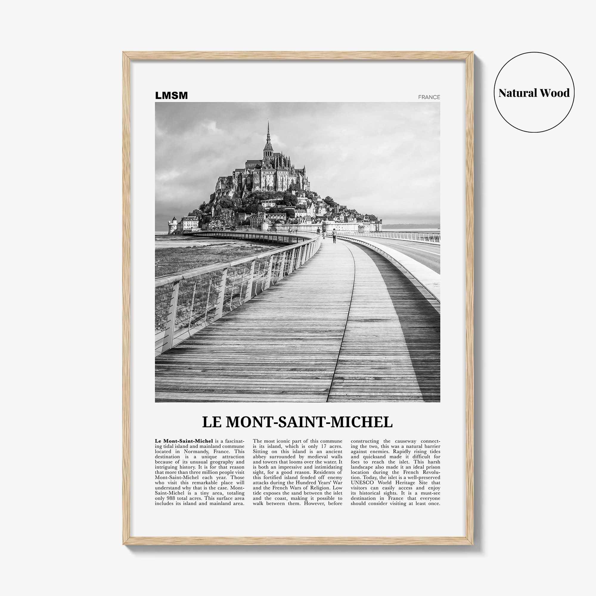 Le Mont Saint Michel Print Black and White, Mont-Saint-Michel Wall Art, Mont-Saint-Michel Poster, Le Mont-Saint-Michel Poster Print, France