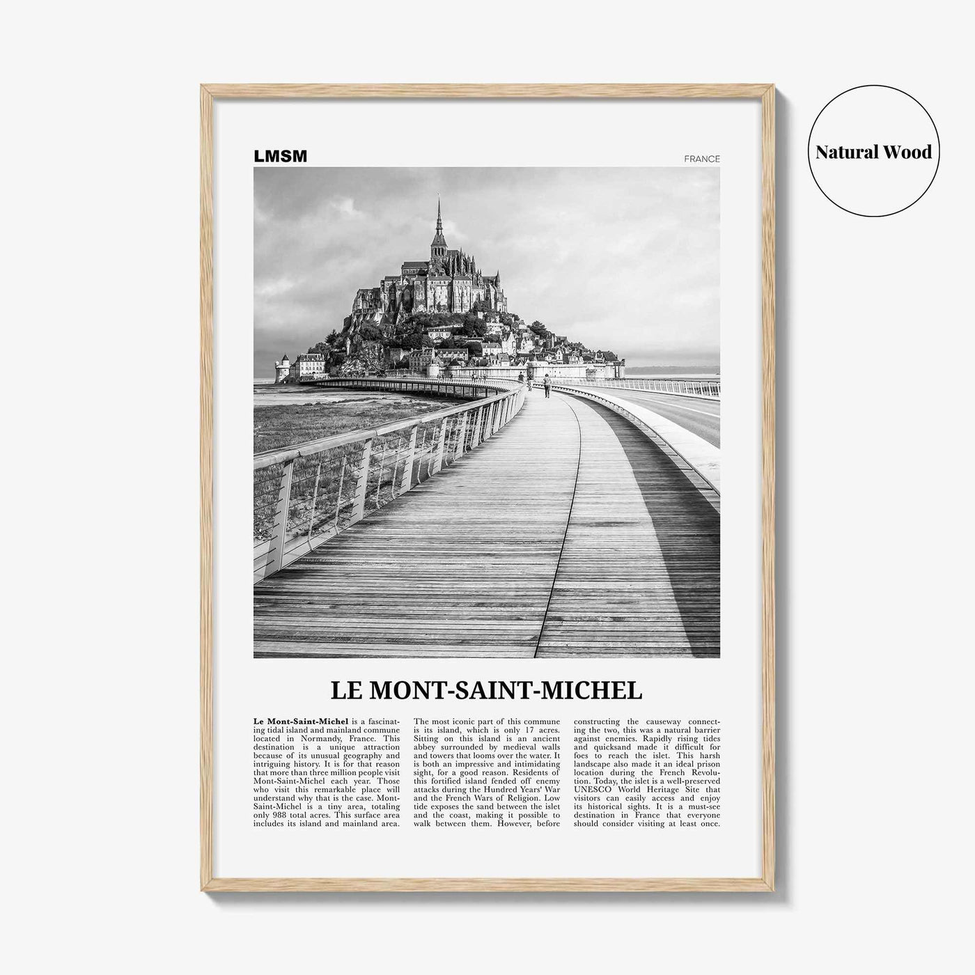 Le Mont Saint Michel Print Black and White, Mont-Saint-Michel Wall Art, Mont-Saint-Michel Poster, Le Mont-Saint-Michel Poster Print, France