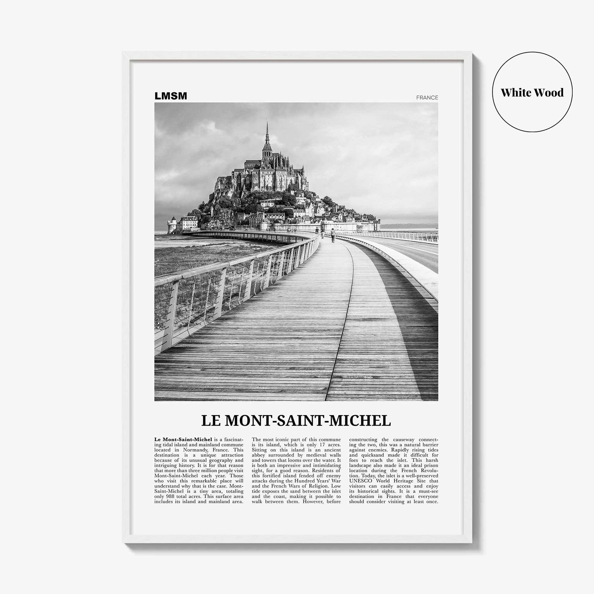 Le Mont Saint Michel Print Black and White, Mont-Saint-Michel Wall Art, Mont-Saint-Michel Poster, Le Mont-Saint-Michel Poster Print, France