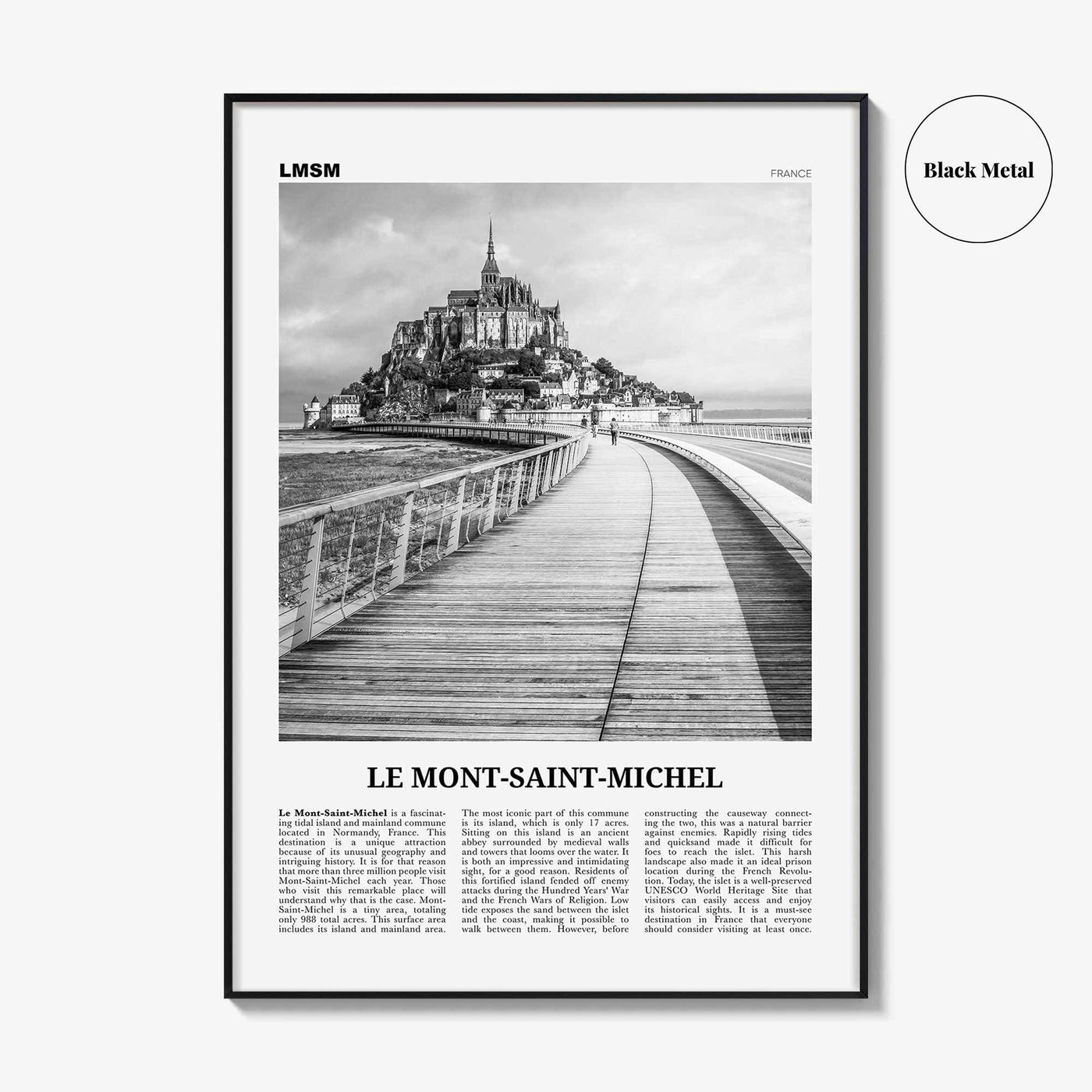 Le Mont Saint Michel Print Black and White, Mont-Saint-Michel Wall Art, Mont-Saint-Michel Poster, Le Mont-Saint-Michel Poster Print, France