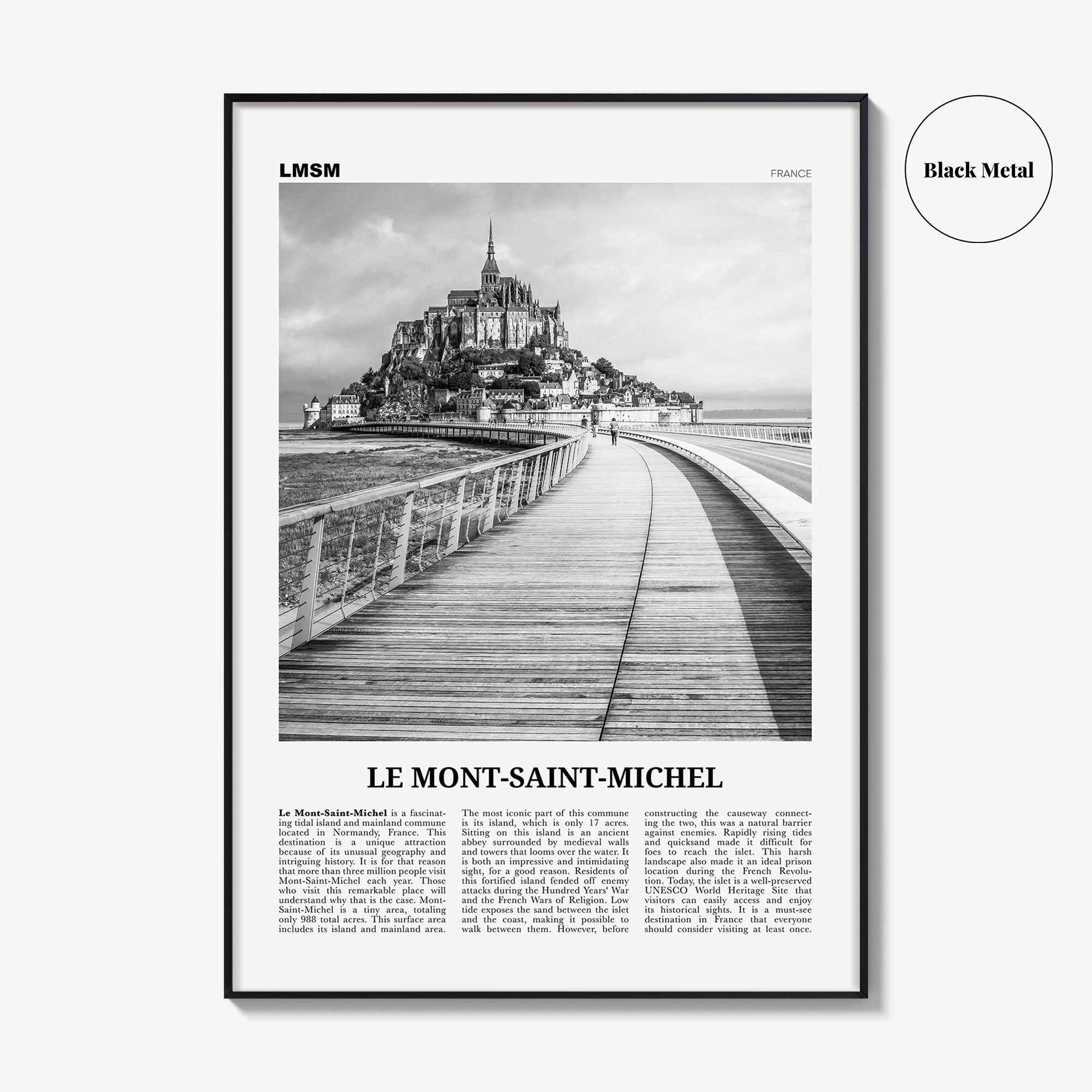 Le Mont Saint Michel Print Black and White, Mont-Saint-Michel Wall Art, Mont-Saint-Michel Poster, Le Mont-Saint-Michel Poster Print, France
