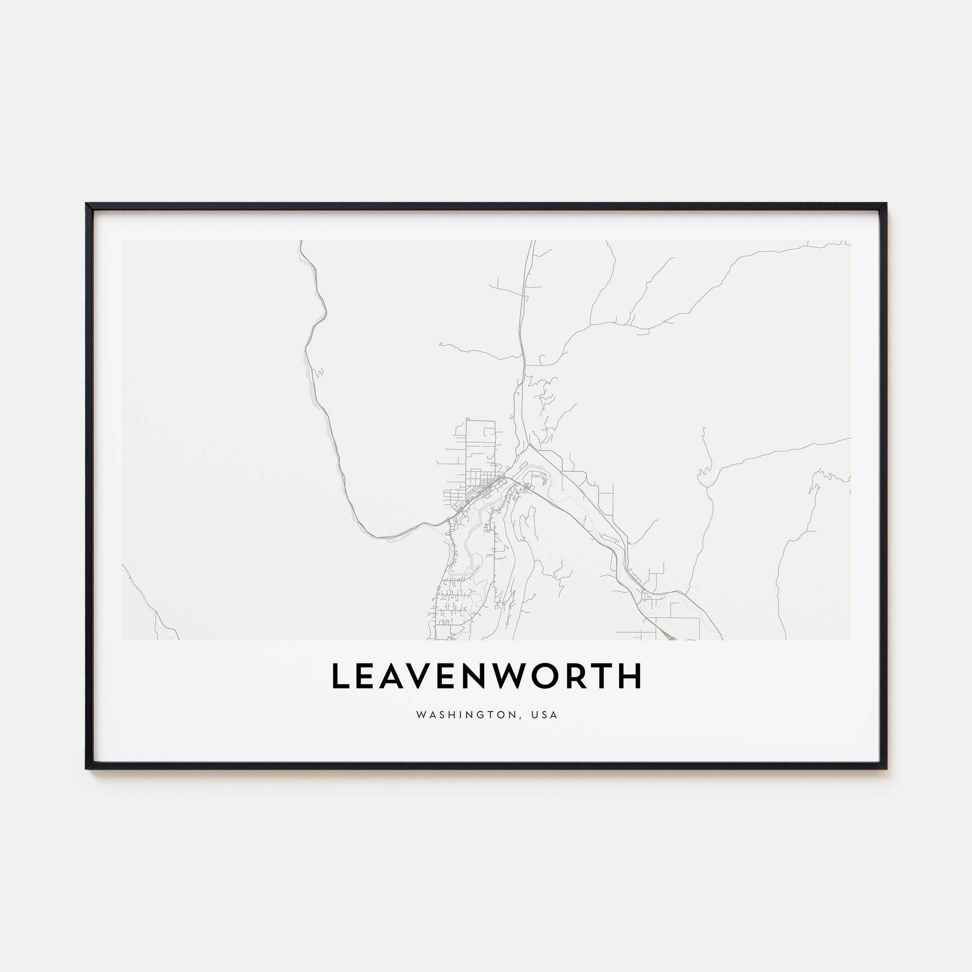 Leavenworth Map Landscape Poster