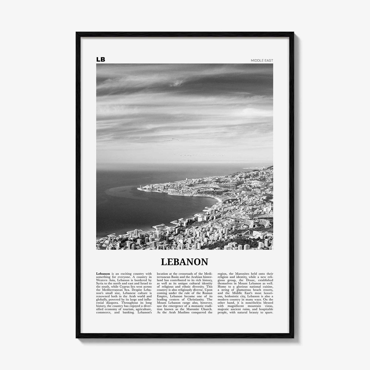 Lebanon Print Black and White No 1, Lebanon Wall Art, Lebanon Poster, Lebanon Photo, Lubnān, al-Lubnānīyah, Lebanese, Beirut, Middle East