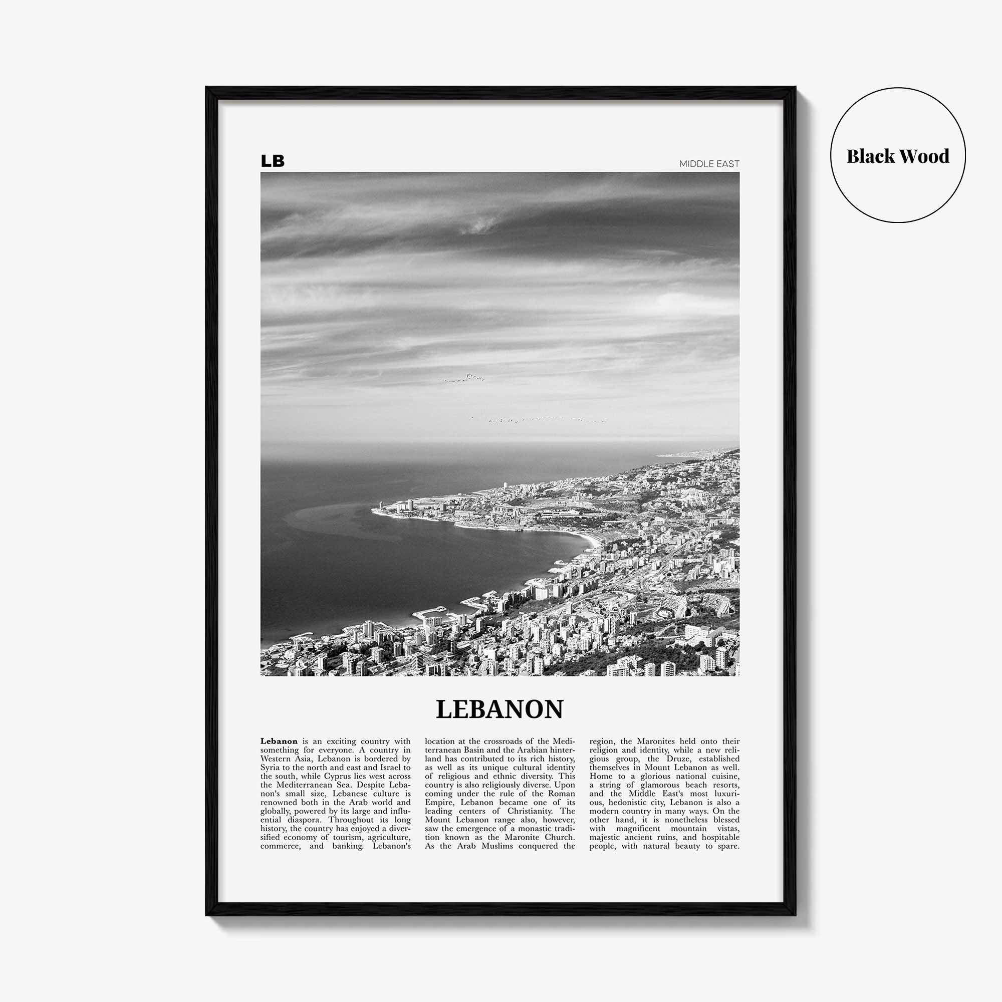 Lebanon Print Black and White No 1, Lebanon Wall Art, Lebanon Poster, Lebanon Photo, Lubnān, al-Lubnānīyah, Lebanese, Beirut, Middle East