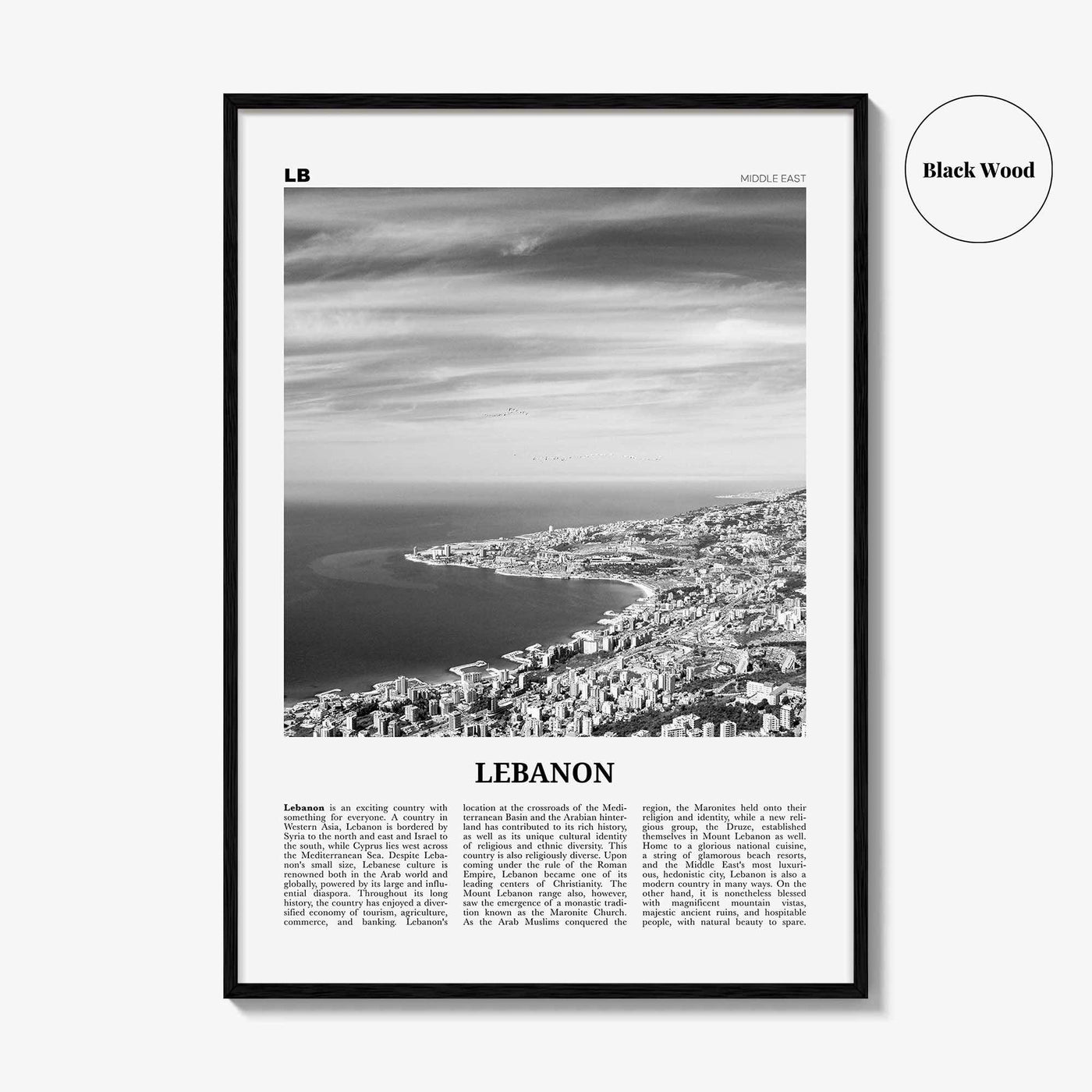 Lebanon Print Black and White No 1, Lebanon Wall Art, Lebanon Poster, Lebanon Photo, Lubnān, al-Lubnānīyah, Lebanese, Beirut, Middle East