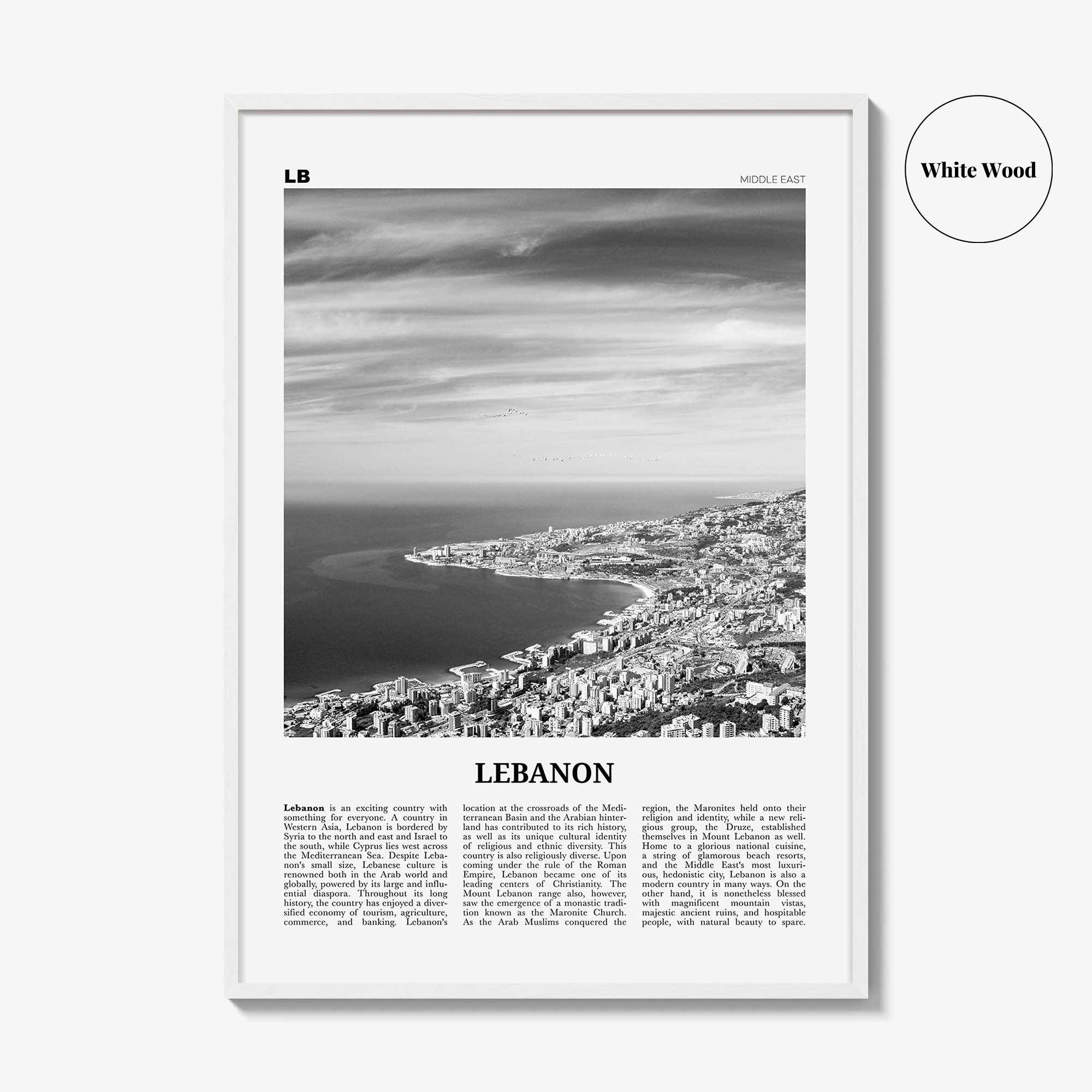 Lebanon Print Black and White No 1, Lebanon Wall Art, Lebanon Poster, Lebanon Photo, Lubnān, al-Lubnānīyah, Lebanese, Beirut, Middle East