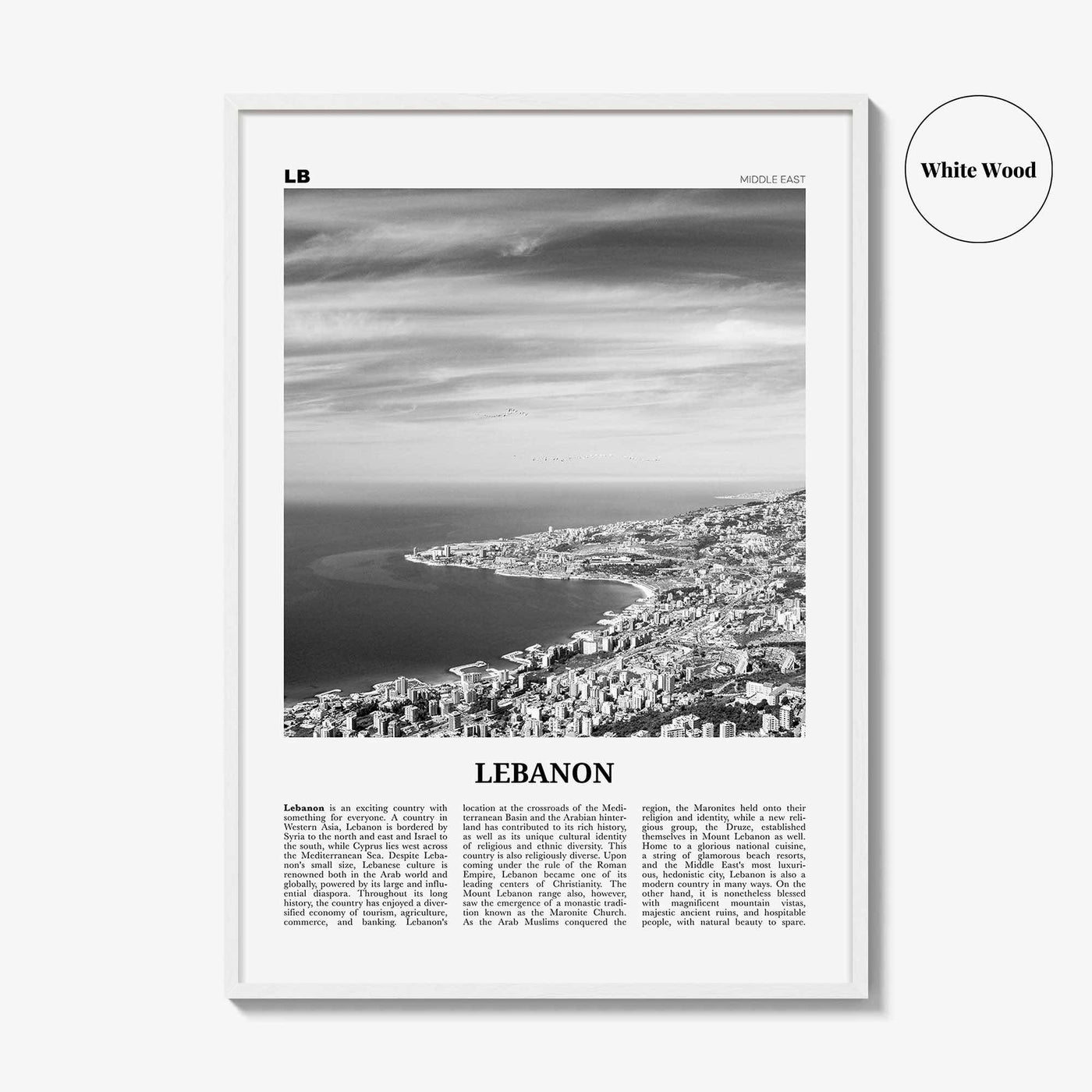 Lebanon Print Black and White No 1, Lebanon Wall Art, Lebanon Poster, Lebanon Photo, Lubnān, al-Lubnānīyah, Lebanese, Beirut, Middle East