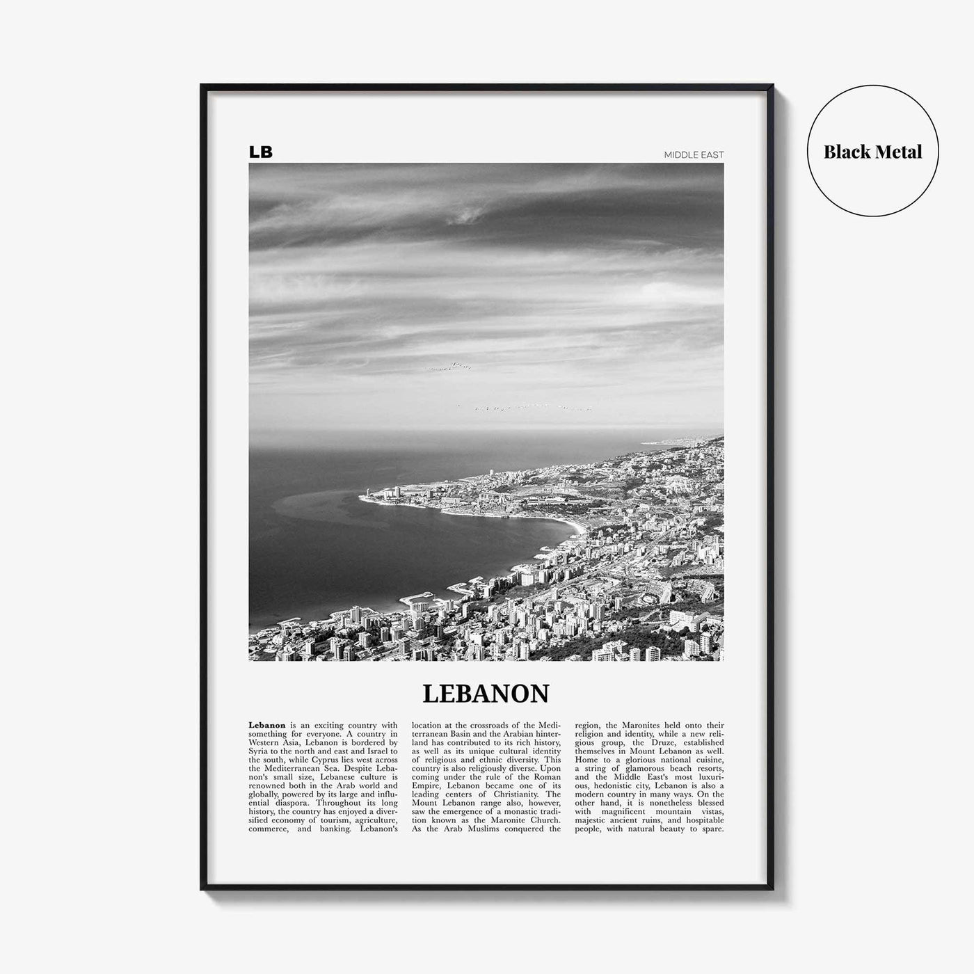 Lebanon Print Black and White No 1, Lebanon Wall Art, Lebanon Poster, Lebanon Photo, Lubnān, al-Lubnānīyah, Lebanese, Beirut, Middle East