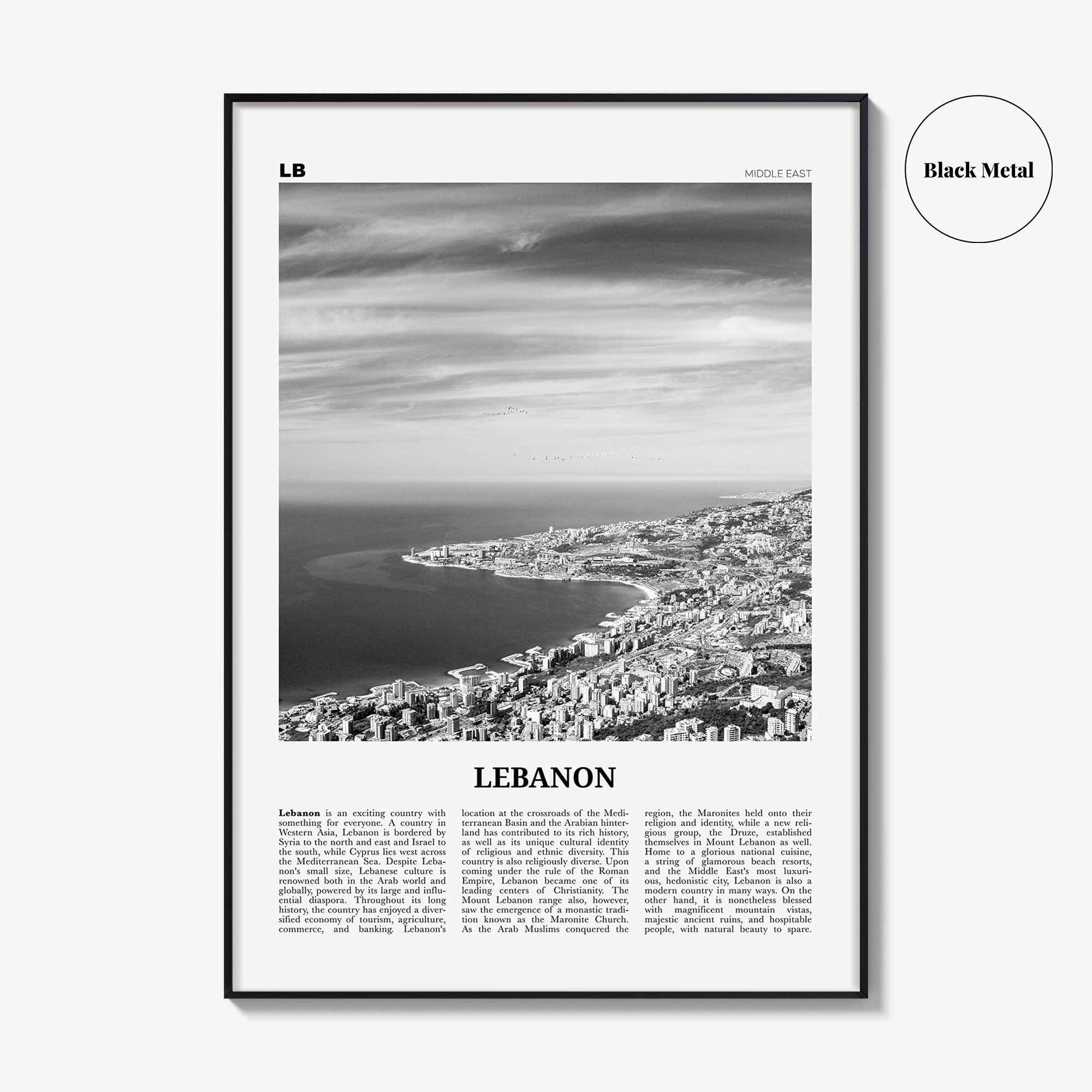 Lebanon Print Black and White No 1, Lebanon Wall Art, Lebanon Poster, Lebanon Photo, Lubnān, al-Lubnānīyah, Lebanese, Beirut, Middle East