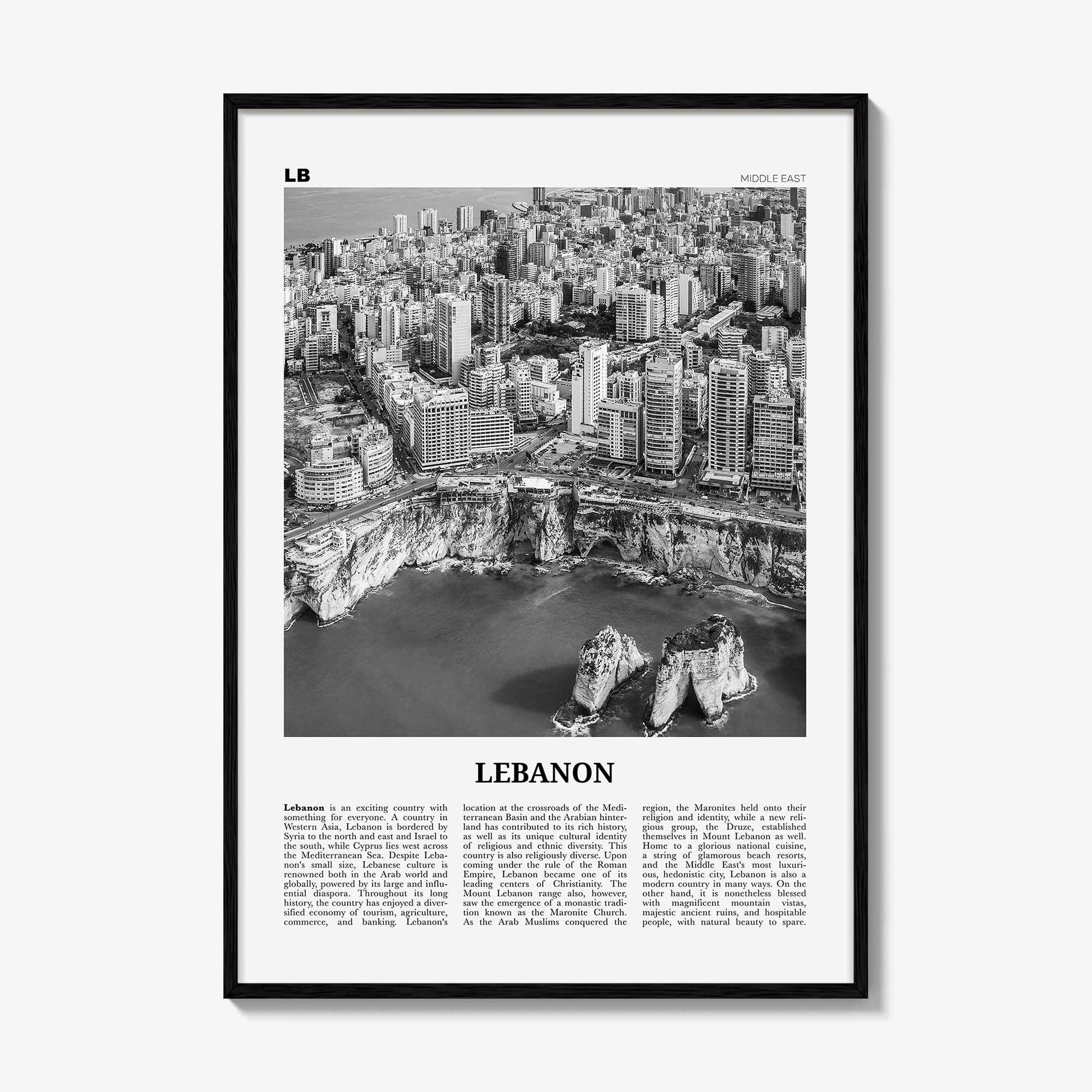 Lebanon Print Black and White No 3, Lebanon Wall Art, Lebanon Poster, Lebanon Photo, Lubnān, al-Lubnānīyah, Lebanese, Beirut