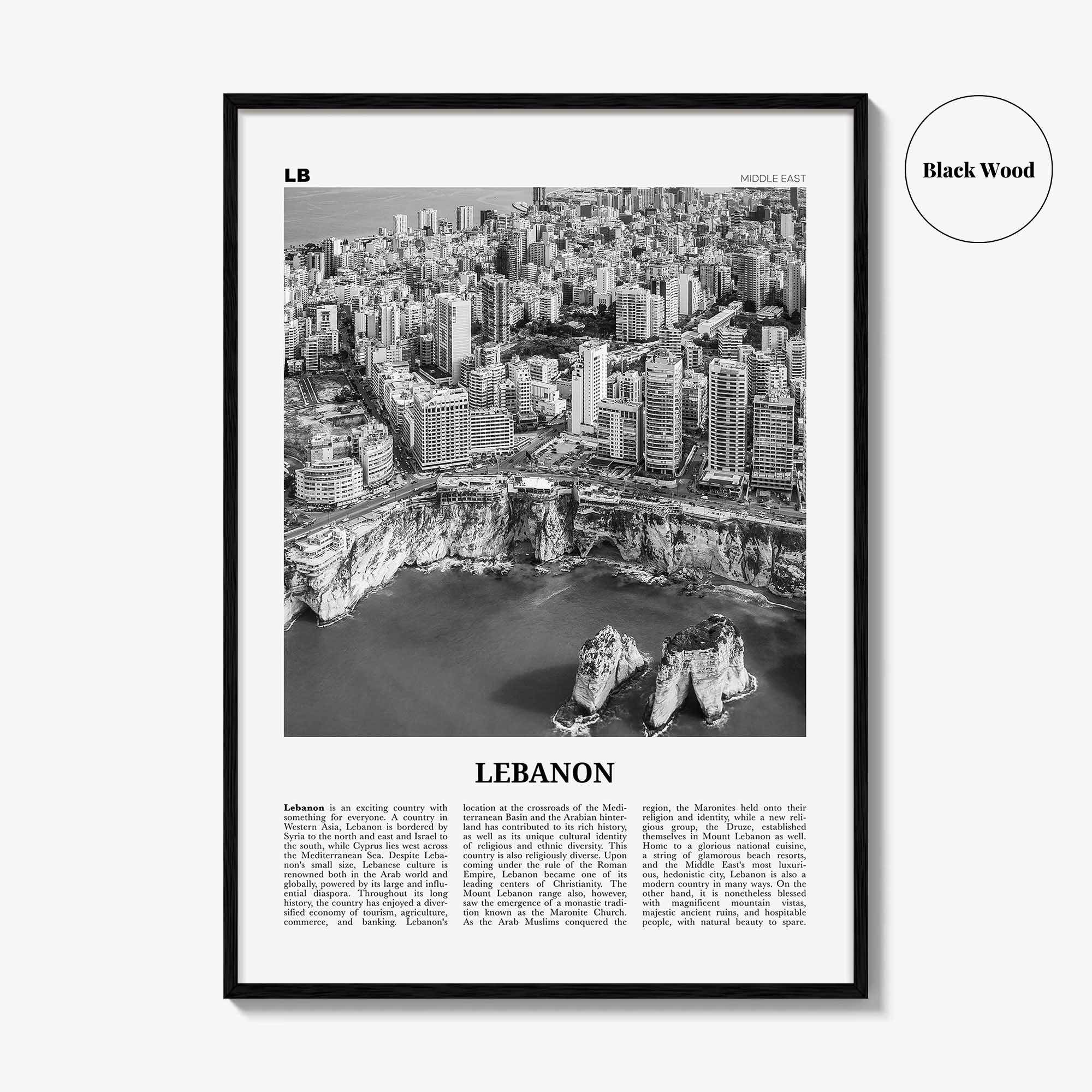 Lebanon Print Black and White No 3, Lebanon Wall Art, Lebanon Poster, Lebanon Photo, Lubnān, al-Lubnānīyah, Lebanese, Beirut