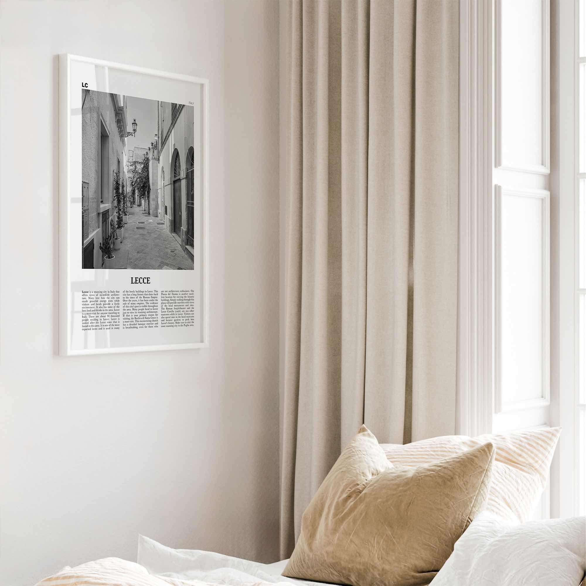 Lecce Print Black and White, Lecce Wall Art, Lecce Poster, Lecce Photo, Lecce Wall Décor, Lecce Map, Italy