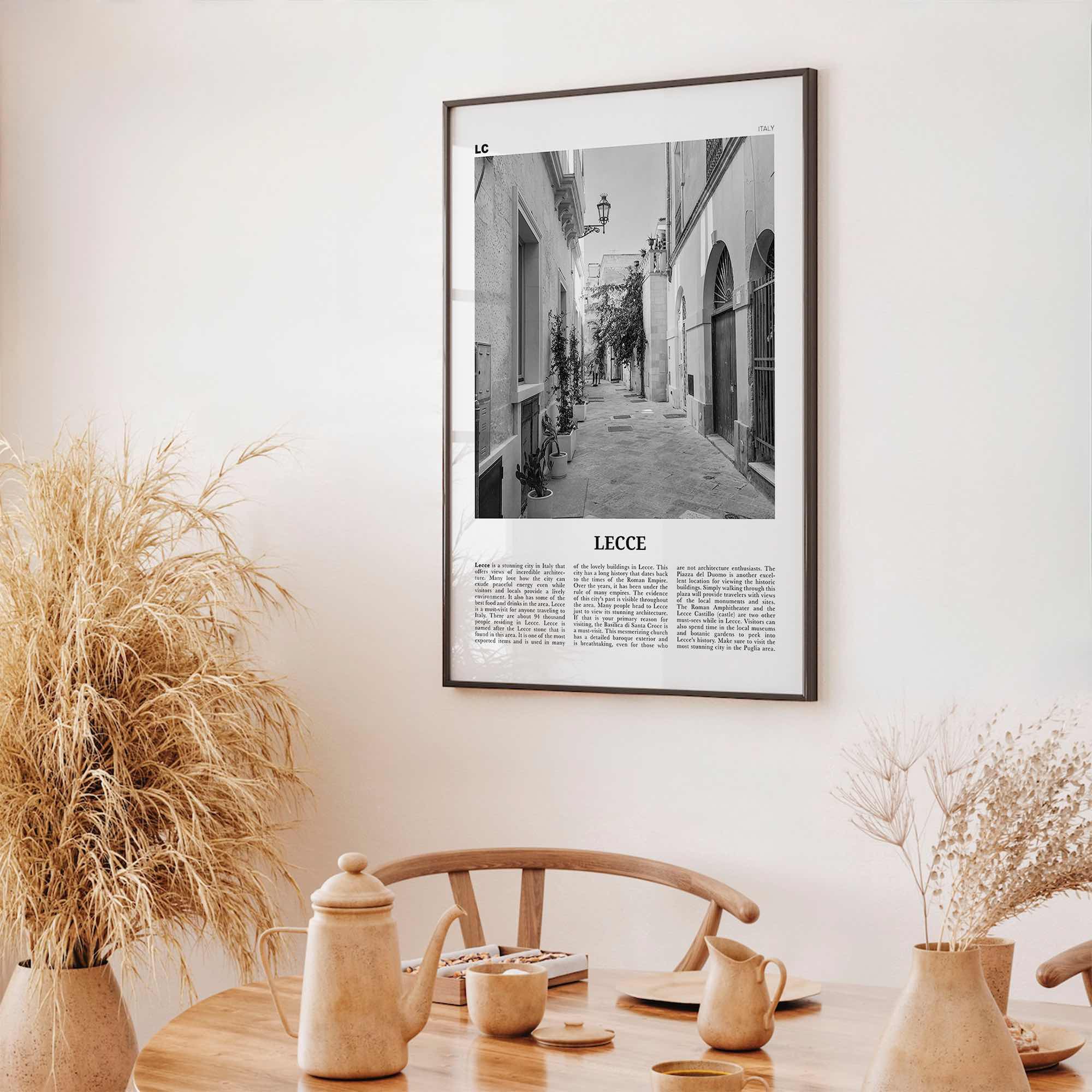 Lecce Print Black and White, Lecce Wall Art, Lecce Poster, Lecce Photo, Lecce Wall Décor, Lecce Map, Italy
