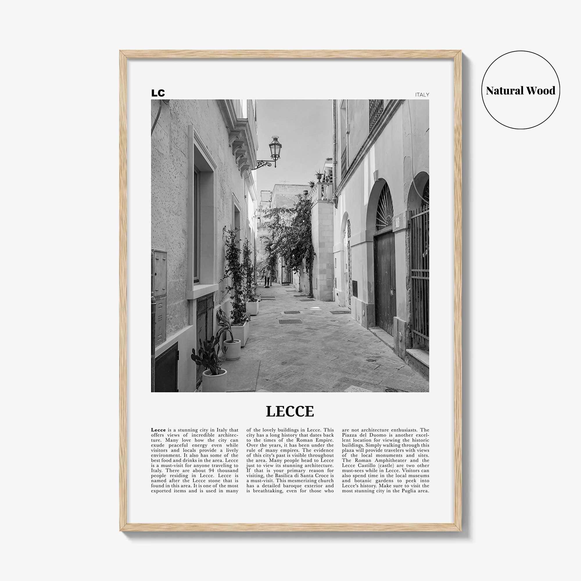 Lecce Print Black and White, Lecce Wall Art, Lecce Poster, Lecce Photo, Lecce Wall Décor, Lecce Map, Italy