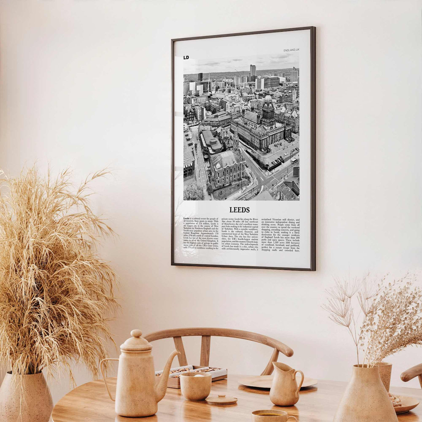 Leeds Print Black and White, Leeds Wall Art, Leeds Poster, Leeds Photo, Yorkshire and the Humber, England, UK, United Kingdom Europe