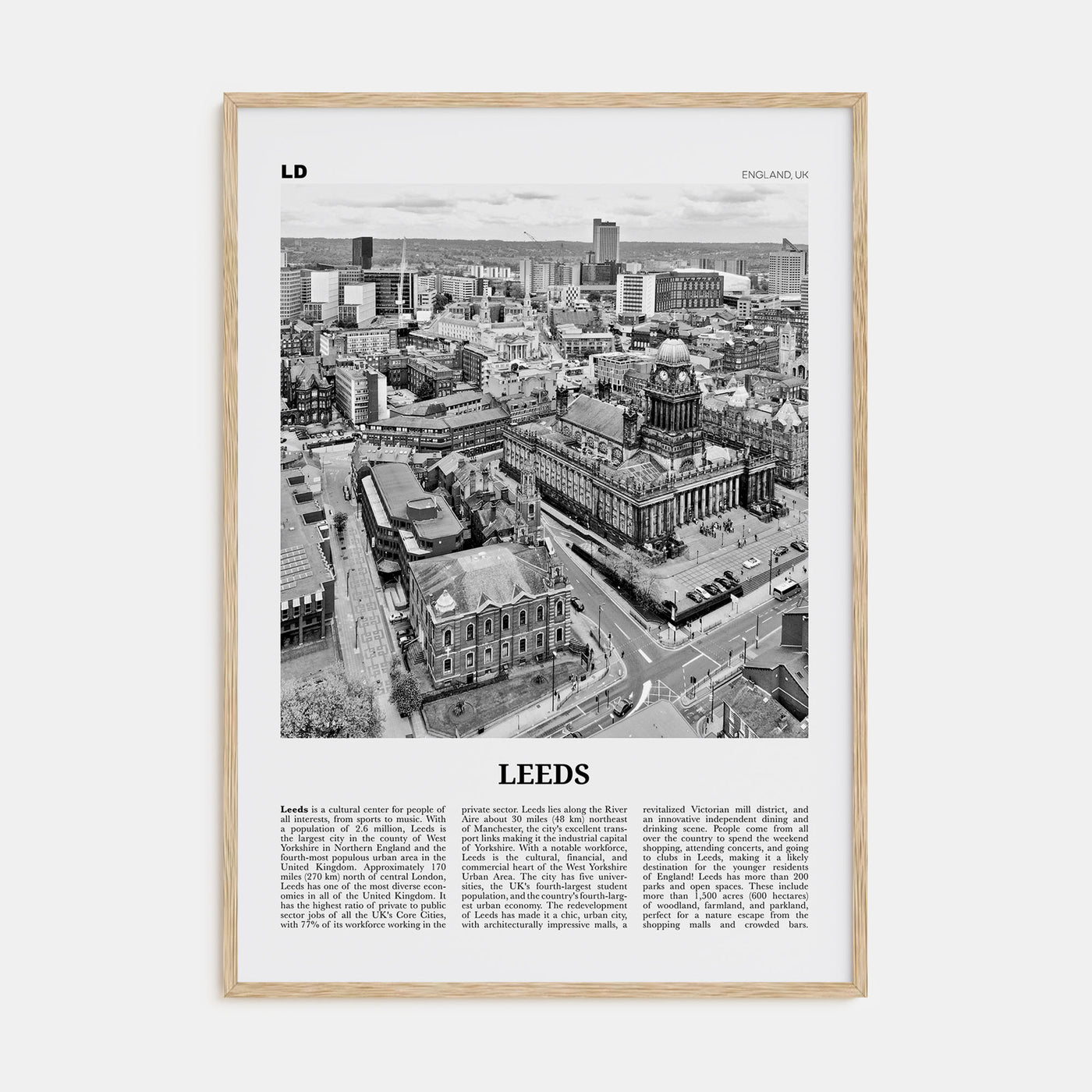 Leeds Travel B&W Poster