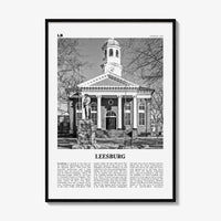 Leesburg Print Black and White, Leesburg Wall Art, Leesburg Poster, Leesburg Photo, Leesburg Wall Décor, Leesburg Map, Virginia, USA