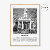 Leesburg Print Black and White, Leesburg Wall Art, Leesburg Poster, Leesburg Photo, Leesburg Wall Décor, Leesburg Map, Virginia, USA
