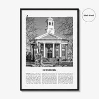 Leesburg Print Black and White, Leesburg Wall Art, Leesburg Poster, Leesburg Photo, Leesburg Wall Décor, Leesburg Map, Virginia, USA