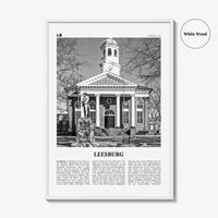 Leesburg Print Black and White, Leesburg Wall Art, Leesburg Poster, Leesburg Photo, Leesburg Wall Décor, Leesburg Map, Virginia, USA