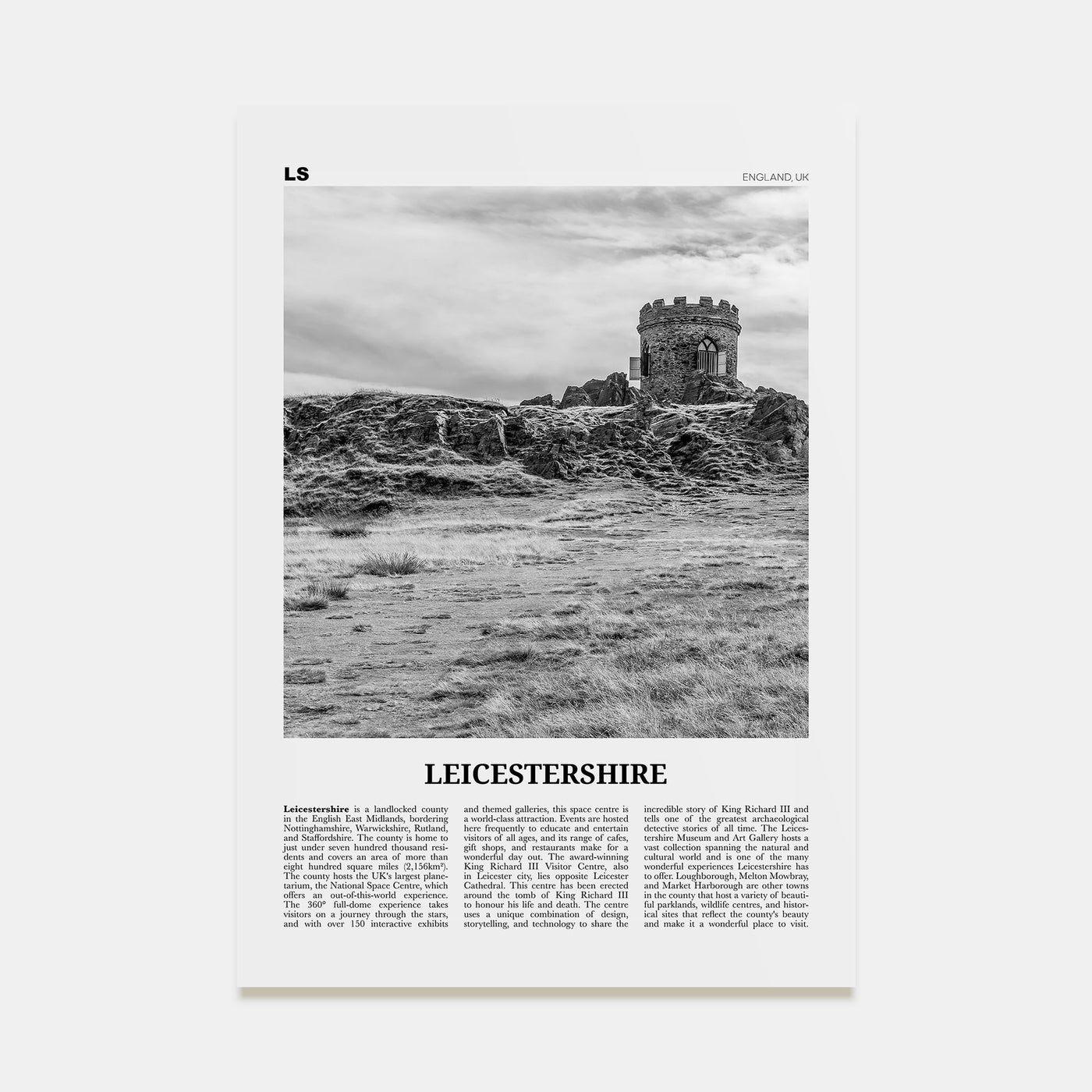 Leicestershire Travel B&W Poster