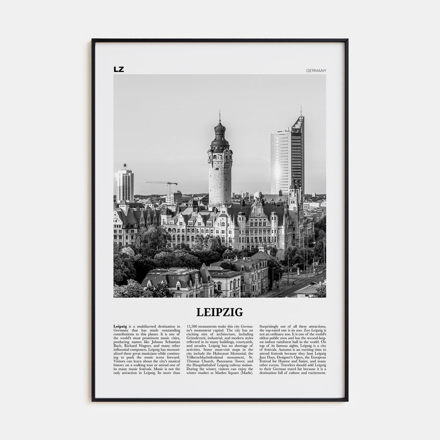 Leipzig Travel B&W Poster