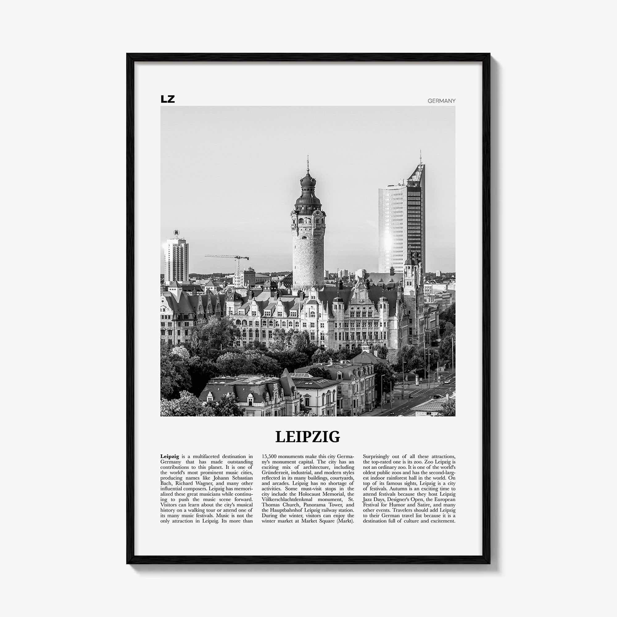 Leipzig Print Black and White, Leipzig Wall Art, Leipzig Poster, Leipzig Photo, Leipzig Wall Décor, Germany, Saxony, Deutschland