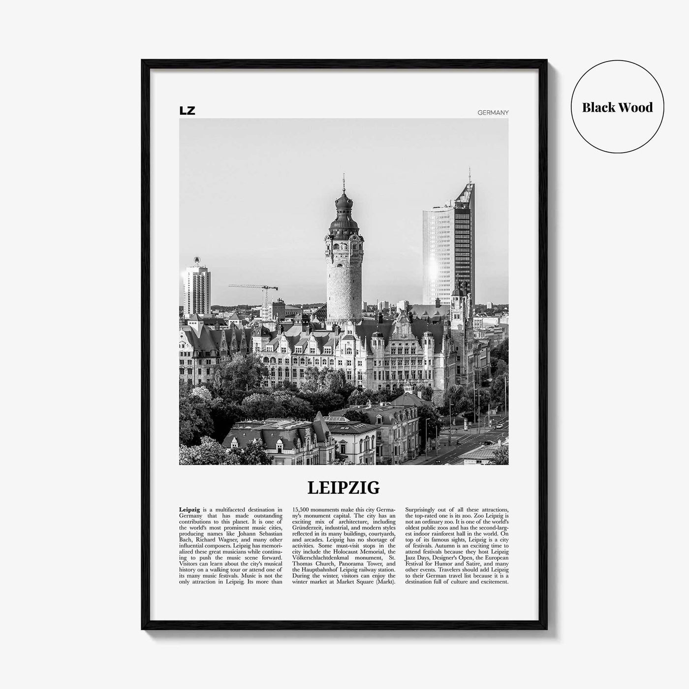 Leipzig Print Black and White, Leipzig Wall Art, Leipzig Poster, Leipzig Photo, Leipzig Wall Décor, Germany, Saxony, Deutschland