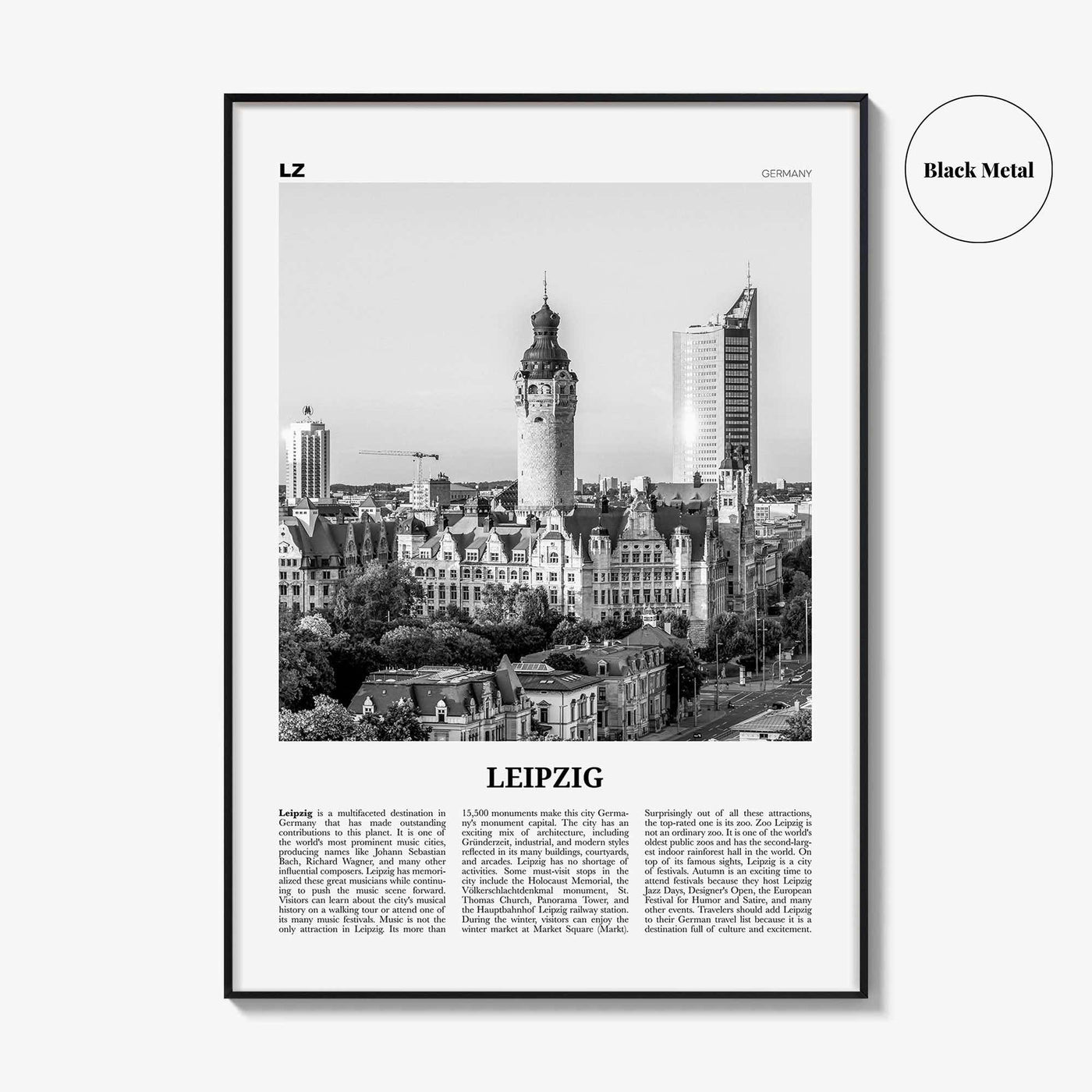 Leipzig Print Black and White, Leipzig Wall Art, Leipzig Poster, Leipzig Photo, Leipzig Wall Décor, Germany, Saxony, Deutschland