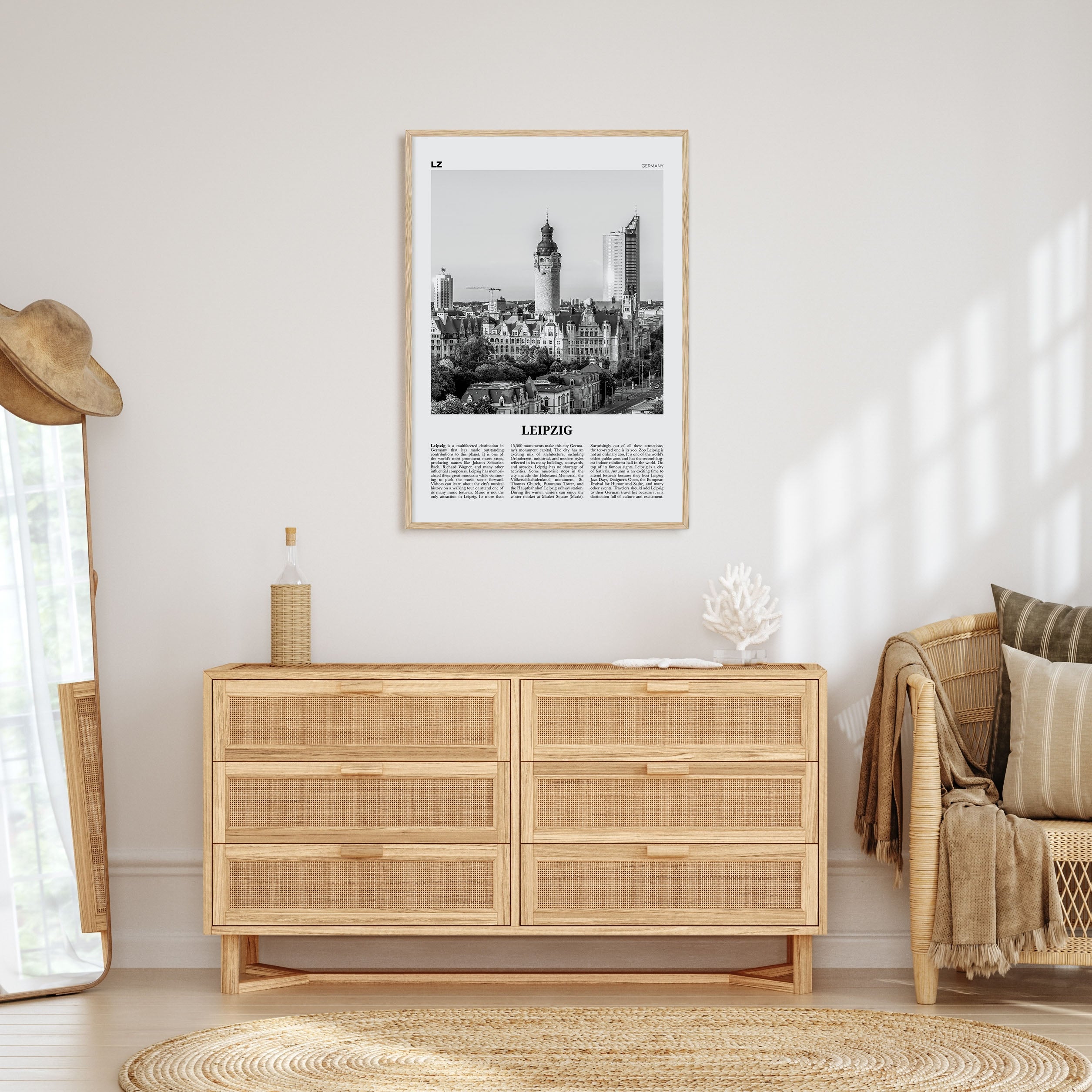 Leipzig Travel B&W Poster