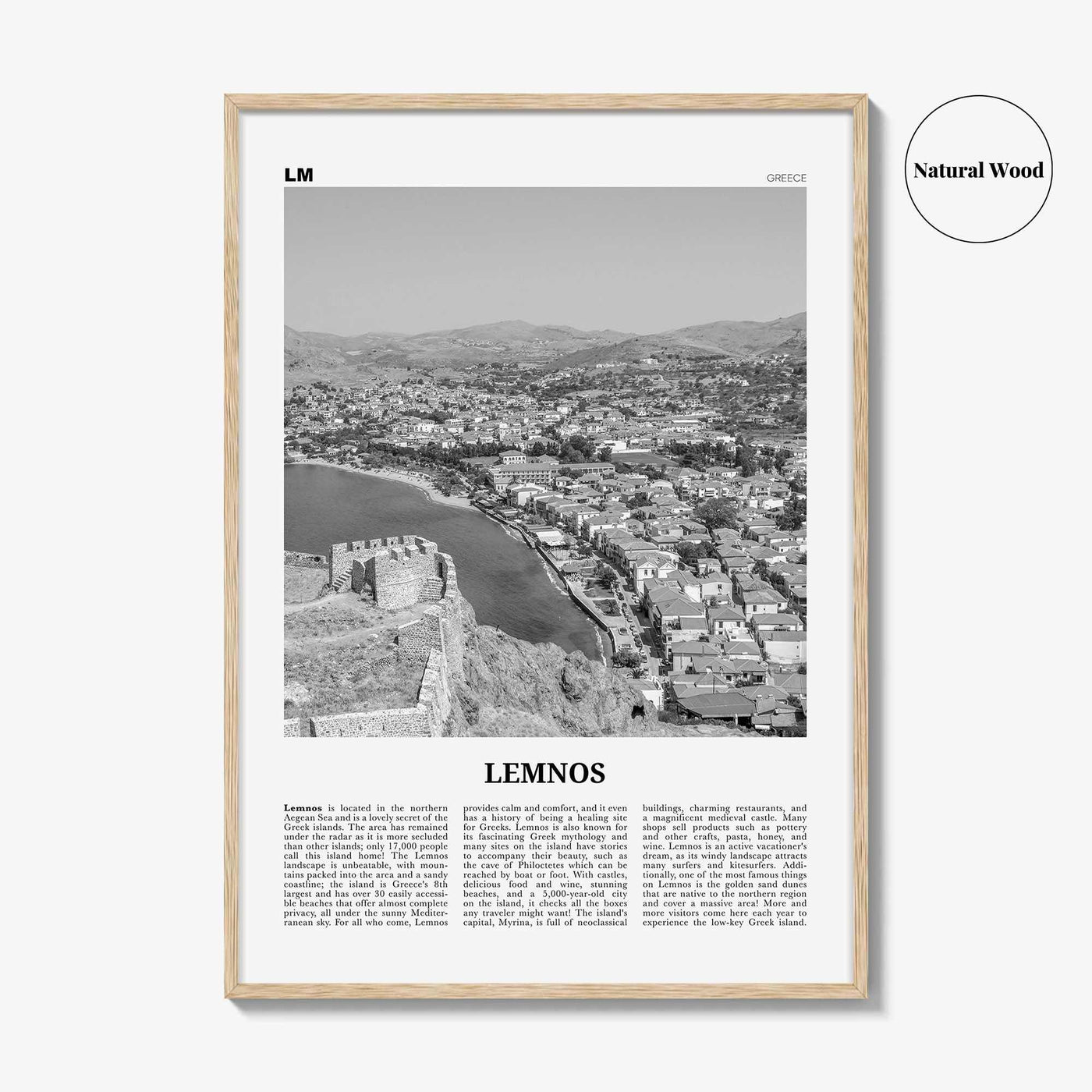 Lemnos Print Black and White, Lemnos Wall Art, Lemnos Poster, Lemnos Photo, Lemnos Wall Décor, Lemnos Map, Greece