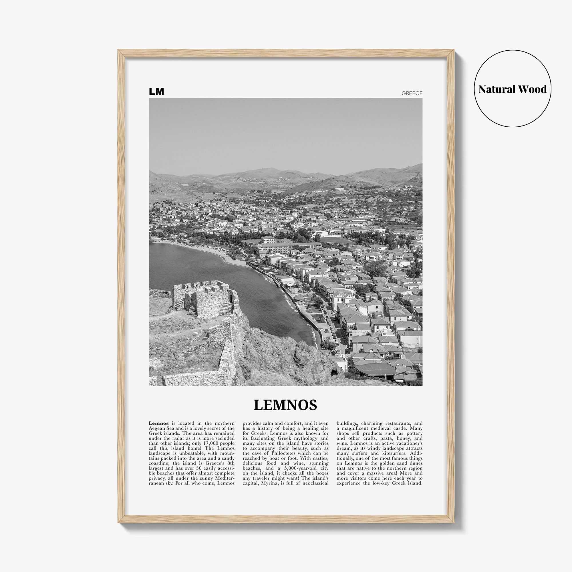 Lemnos Print Black and White, Lemnos Wall Art, Lemnos Poster, Lemnos Photo, Lemnos Wall Décor, Lemnos Map, Greece