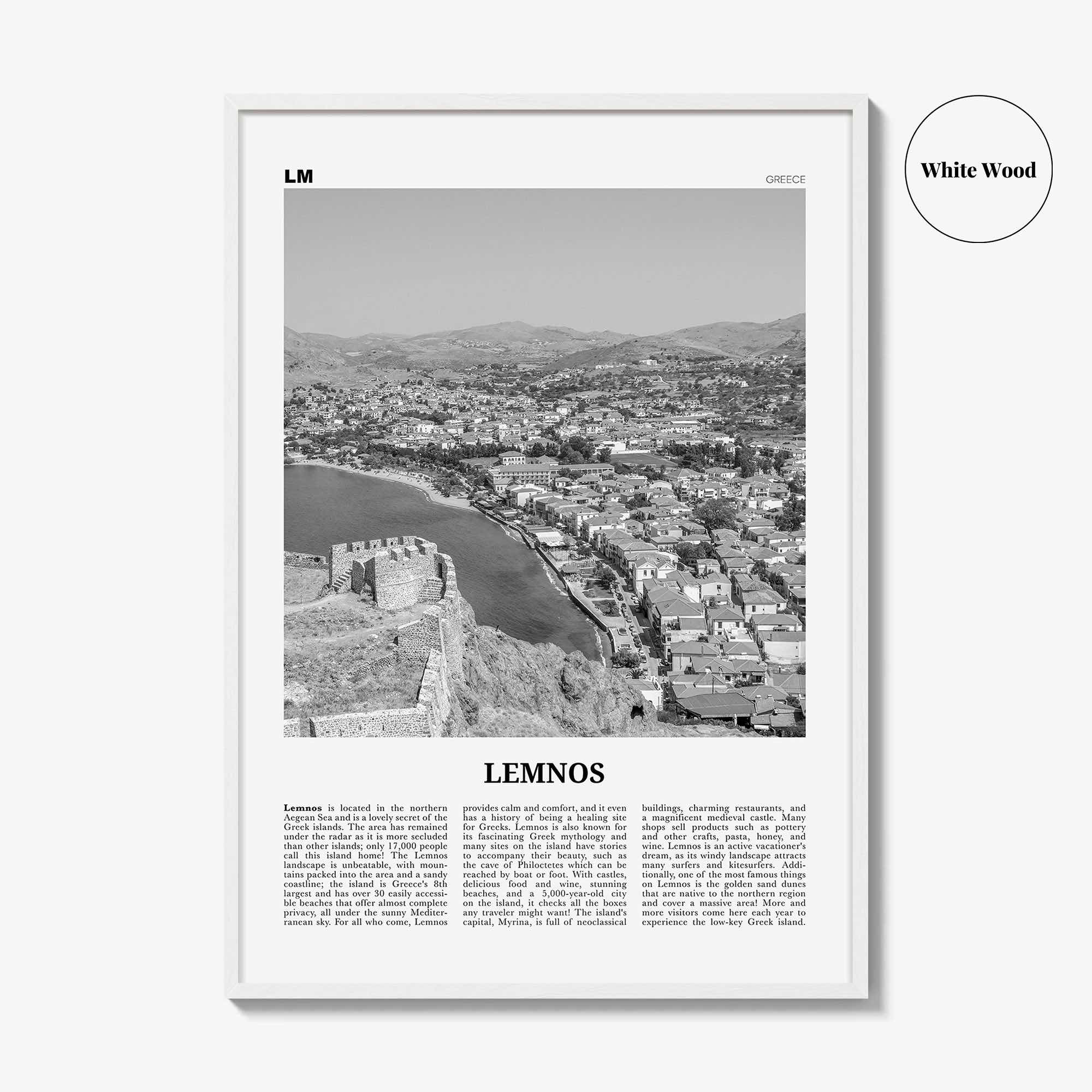 Lemnos Print Black and White, Lemnos Wall Art, Lemnos Poster, Lemnos Photo, Lemnos Wall Décor, Lemnos Map, Greece