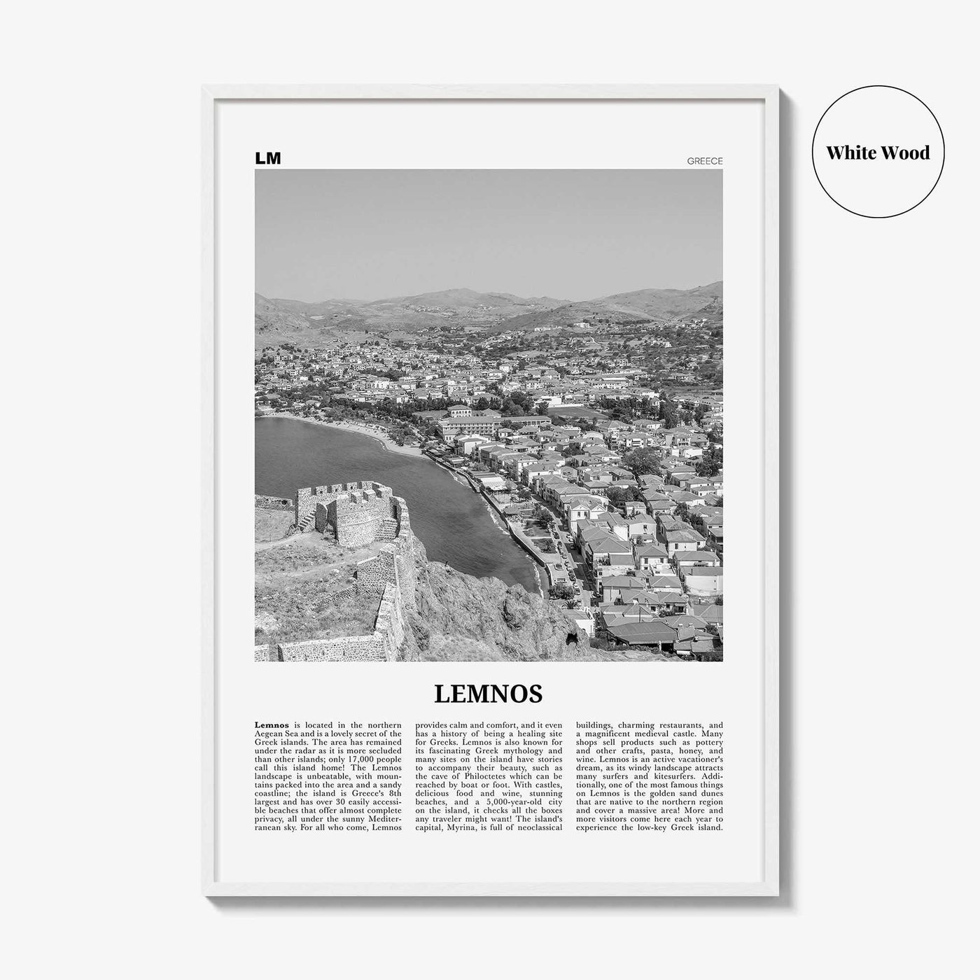 Lemnos Print Black and White, Lemnos Wall Art, Lemnos Poster, Lemnos Photo, Lemnos Wall Décor, Lemnos Map, Greece