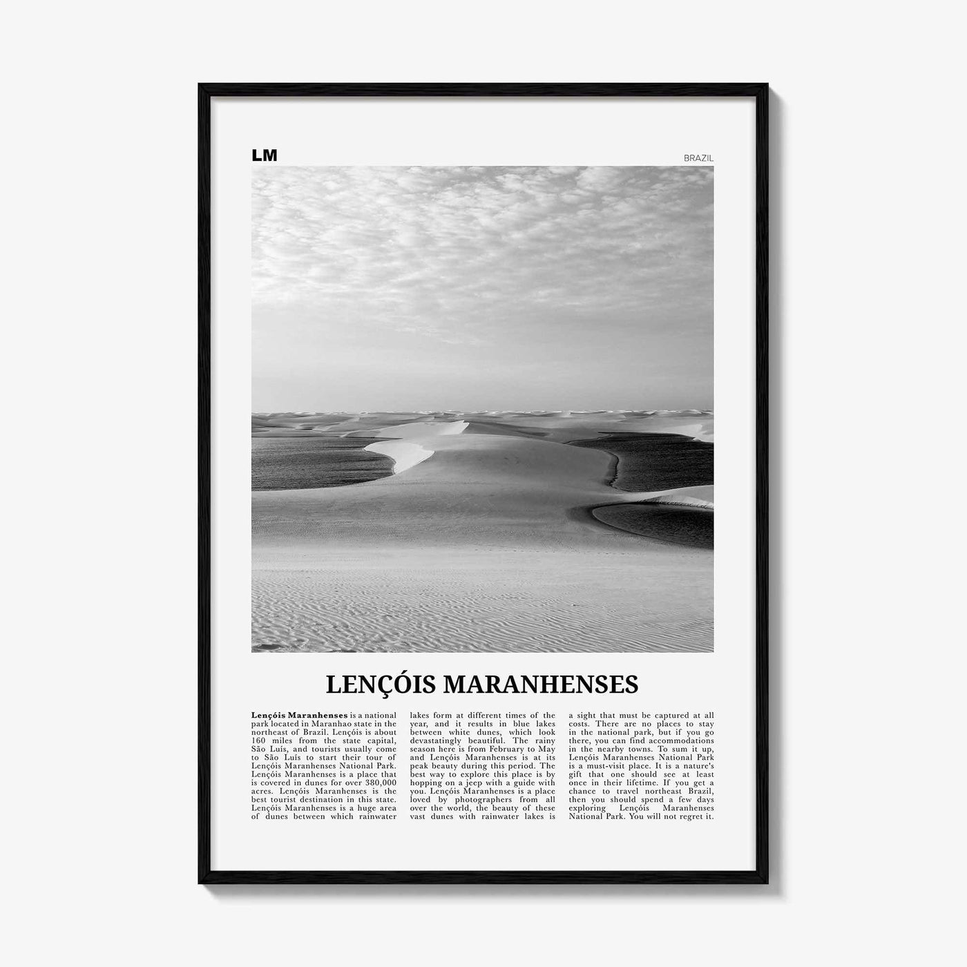 Lencois Maranhenses Print Black and White, Lençóis Maranhenses Wall Art, Lençóis Maranhenses Poster, Lençóis Maranhenses Photo, Brazil