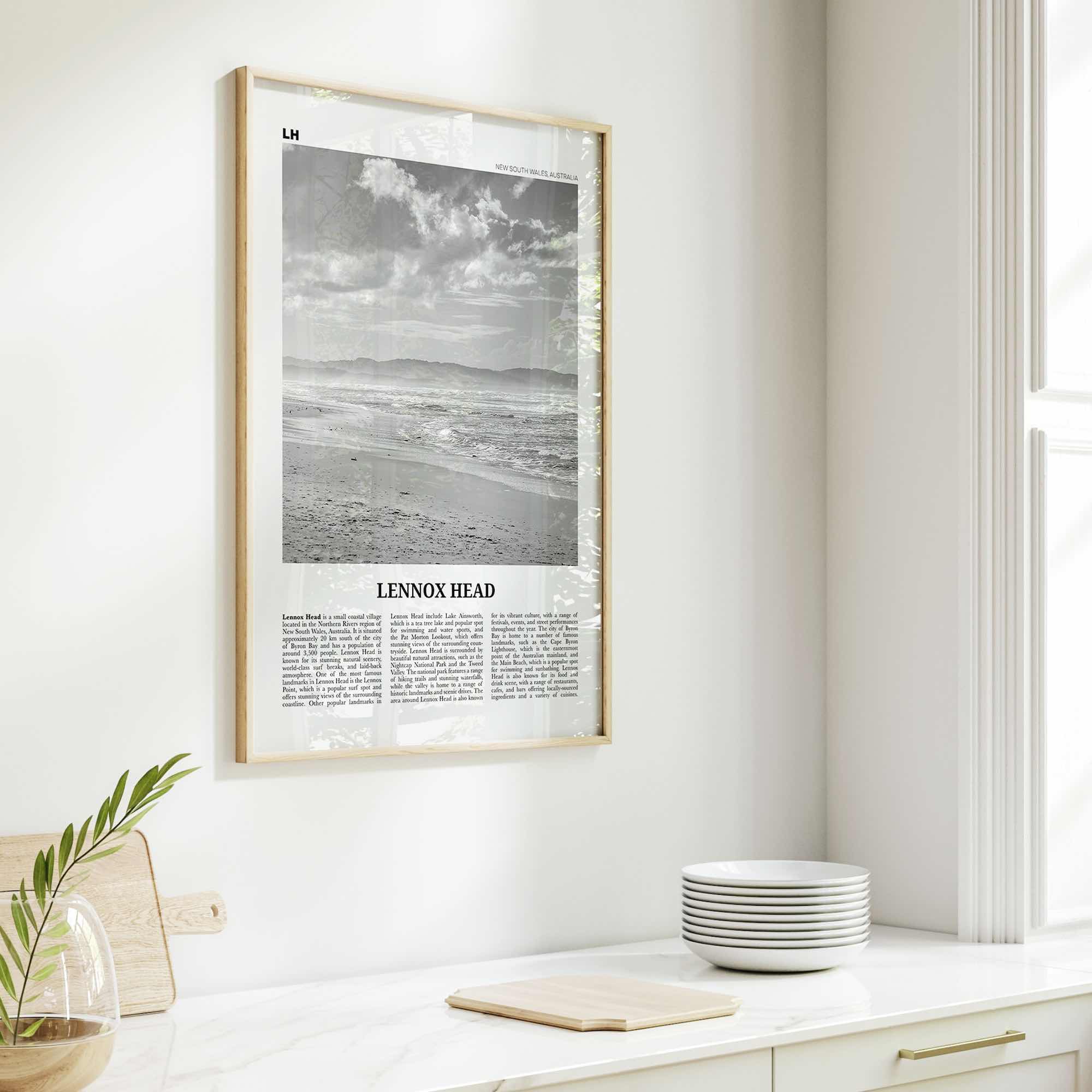 Lennox Head Print Black and White, Lennox Head Wall Art, Lennox Head Poster, Lennox Head Photo, Lennox Head Wall Décor, Lennox Head Map,