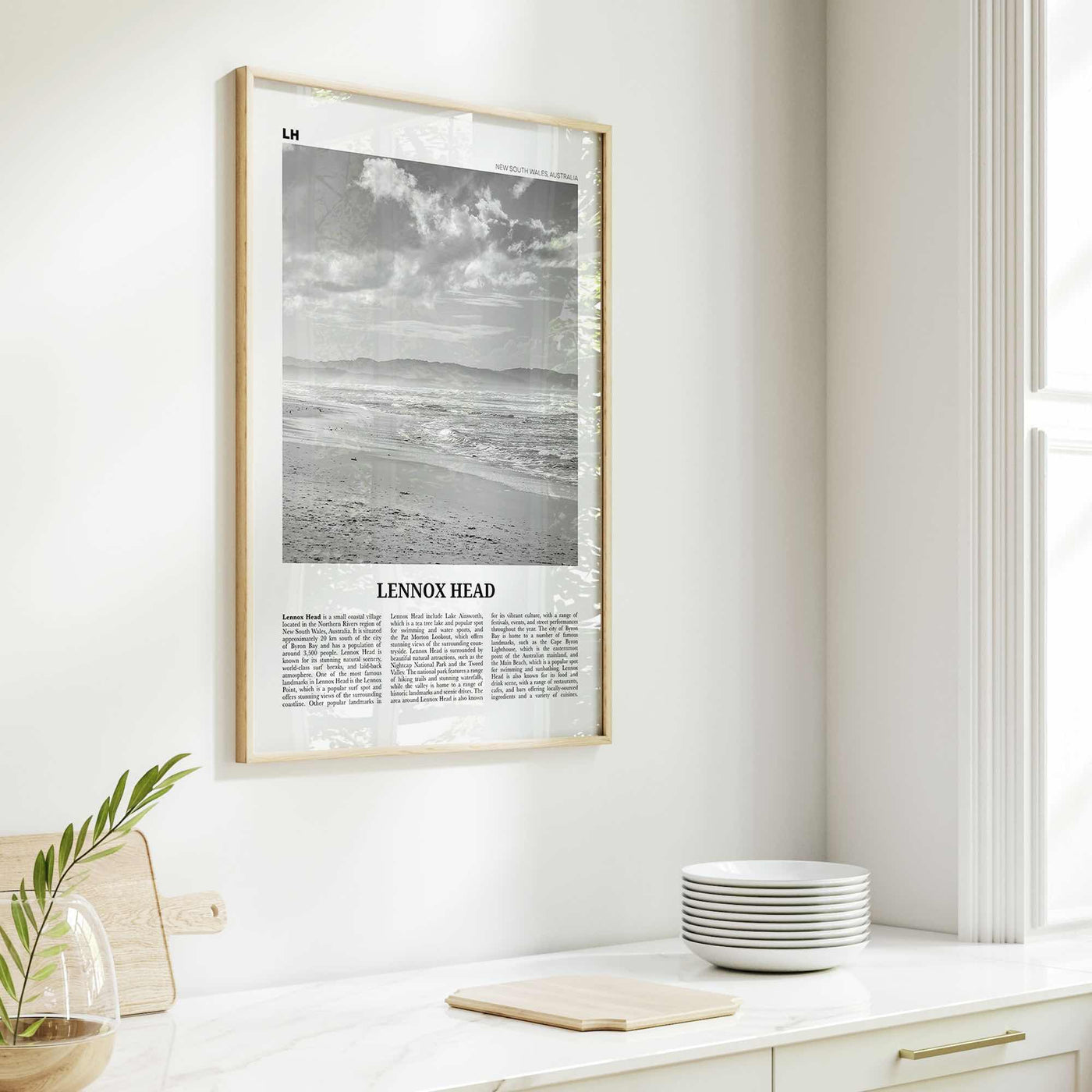 Lennox Head Print Black and White, Lennox Head Wall Art, Lennox Head Poster, Lennox Head Photo, Lennox Head Wall Décor, Lennox Head Map,