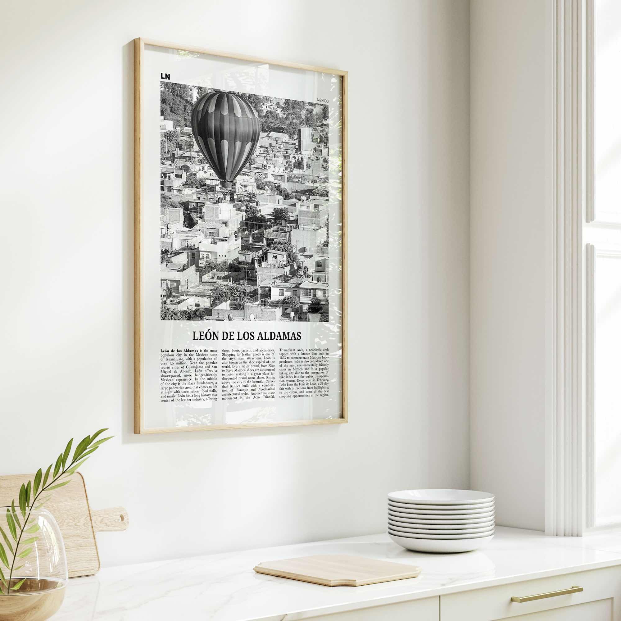 Leon De Los Aldamas Print Black and White, León Wall Art, León Poster, León Photo, León Wall Décor, León de los Aldama, Guanajuato, Mexico