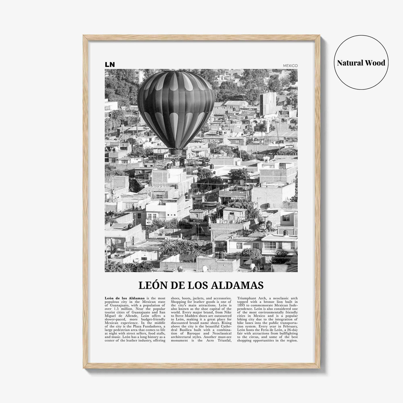 Leon De Los Aldamas Print Black and White, León Wall Art, León Poster, León Photo, León Wall Décor, León de los Aldama, Guanajuato, Mexico