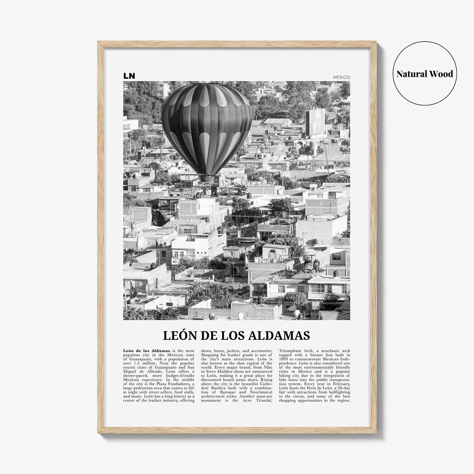 Leon De Los Aldamas Print Black and White, León Wall Art, León Poster, León Photo, León Wall Décor, León de los Aldama, Guanajuato, Mexico