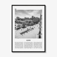 Leon Print Black and White Spain, Leon Wall Art, Leon Poster, Leon Photo, Leon Wall Décor, Leon Map, Spain