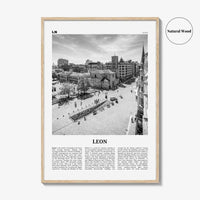 Leon Print Black and White Spain, Leon Wall Art, Leon Poster, Leon Photo, Leon Wall Décor, Leon Map, Spain
